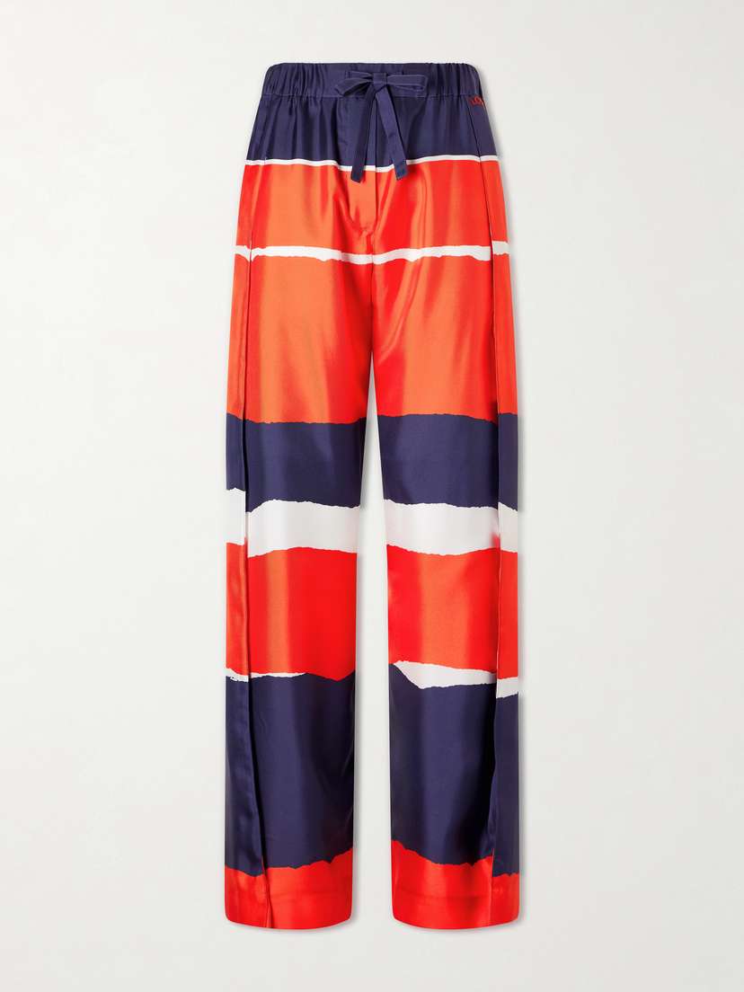 Printed Silk-twill Wide-leg Pants
