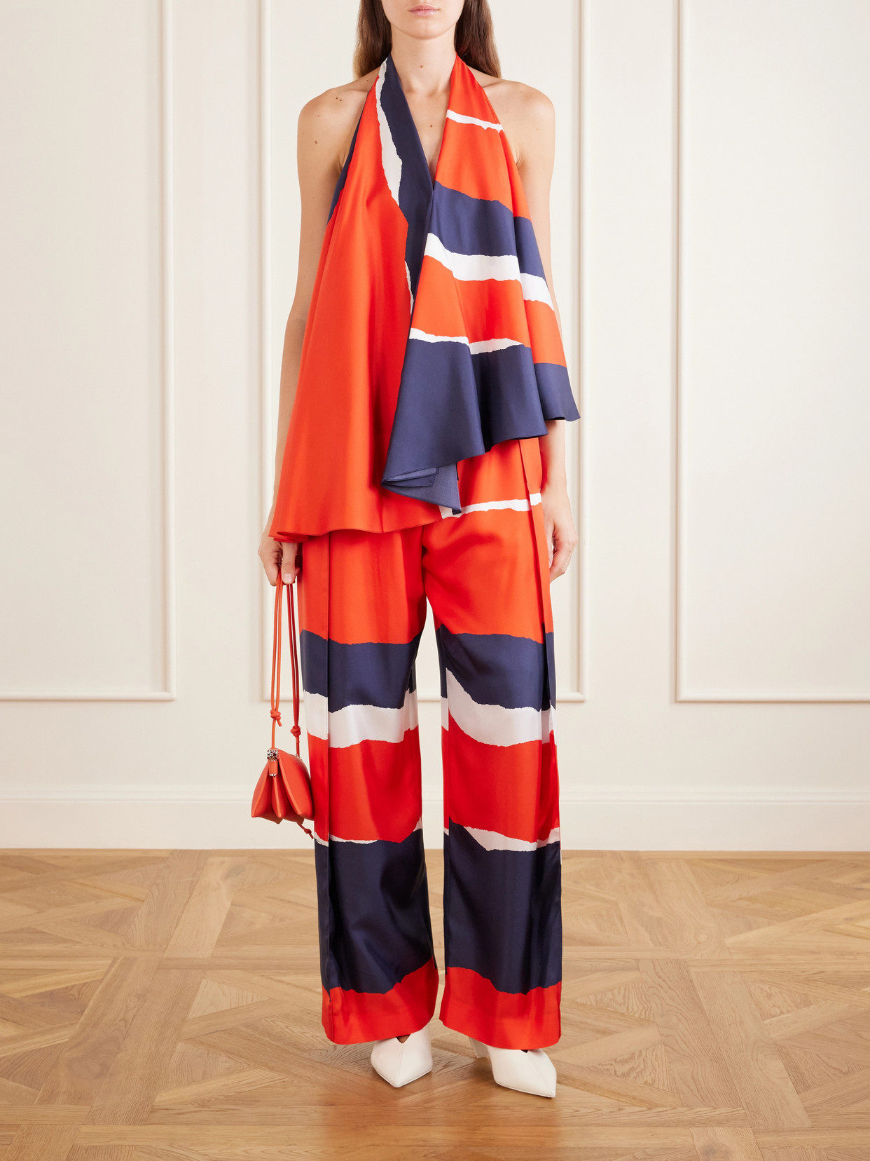 Loewe Printed Silk Twill Wide-leg Pants In Multi