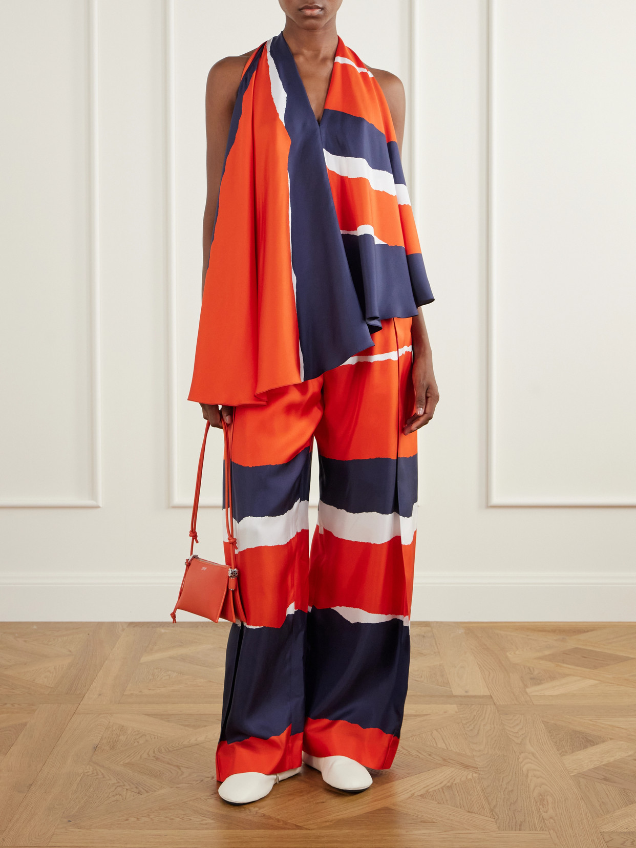 Asymmetric Printed Silk-Twill Blouse