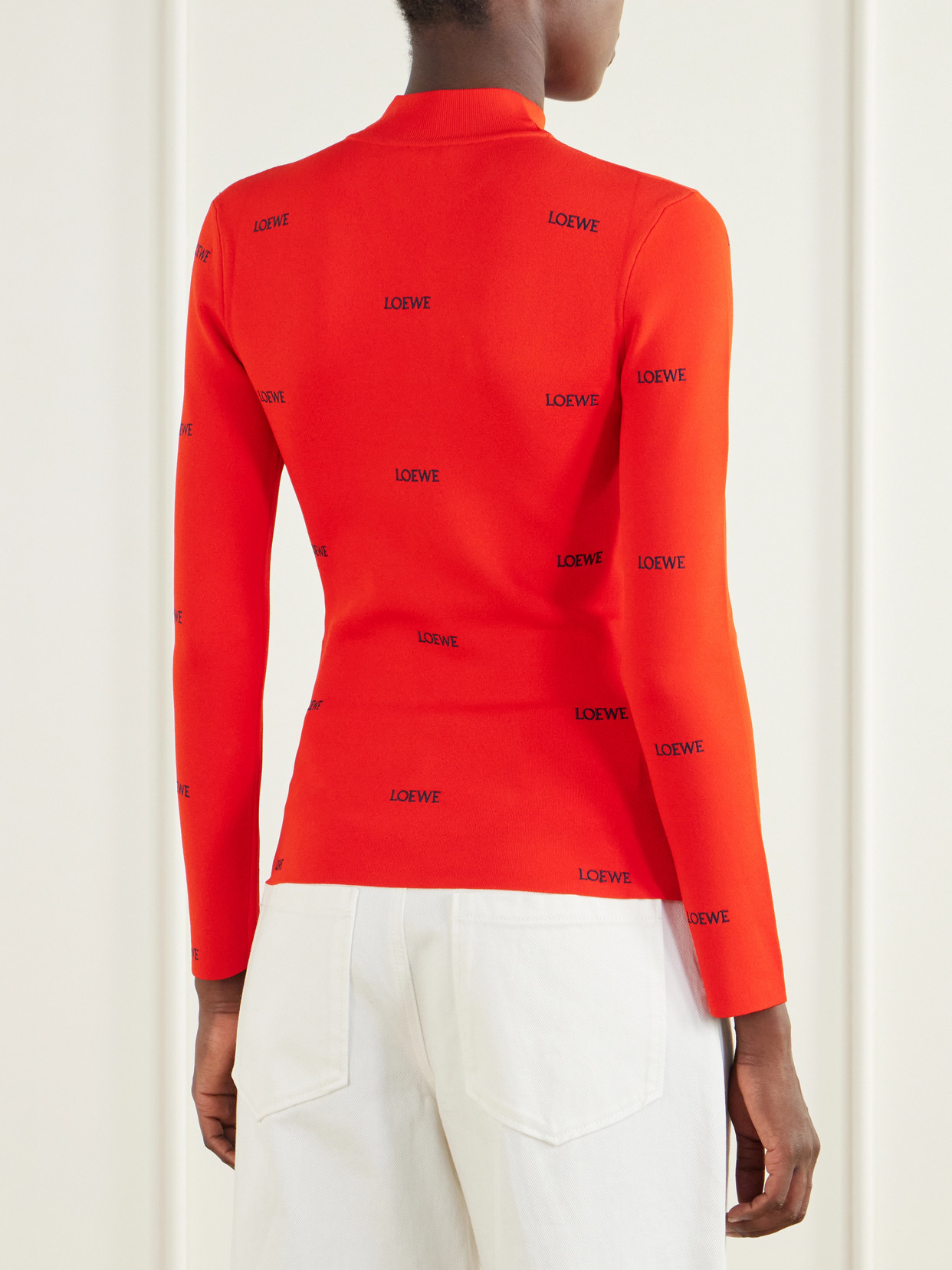 Logo-Embroidered Ribbed-Knit Turtleneck Sweater