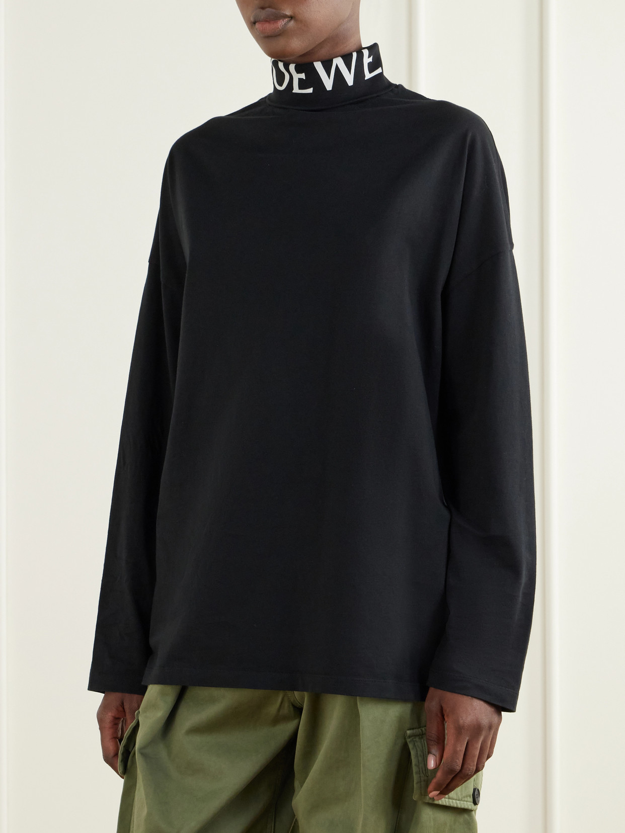 Logo-Print Cotton-Jersey Turtleneck Sweatshirt