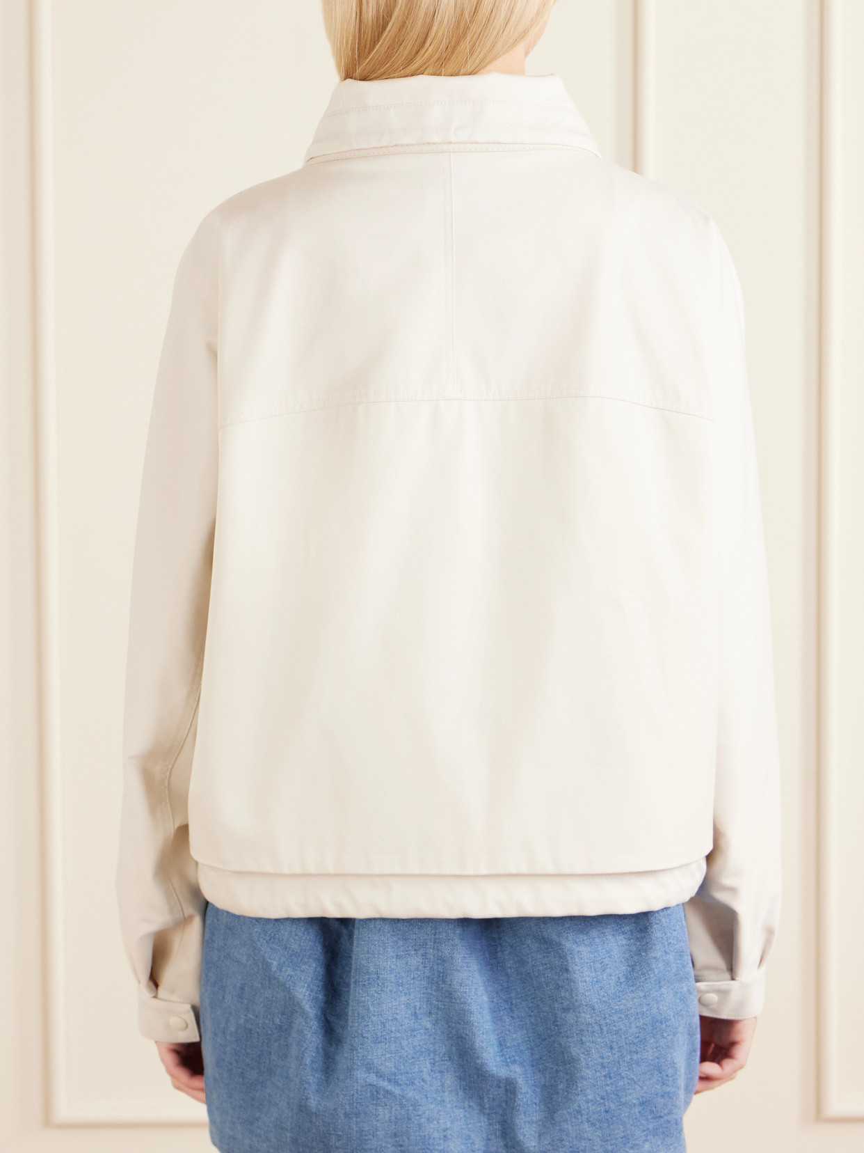 Anagram-Embroidered Cropped Cotton And Silk-Blend Gabardine Jacket