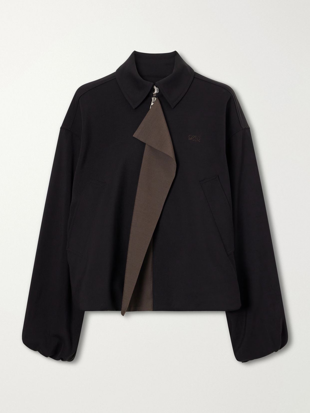 logo embroidered twill trimmed shell jacket