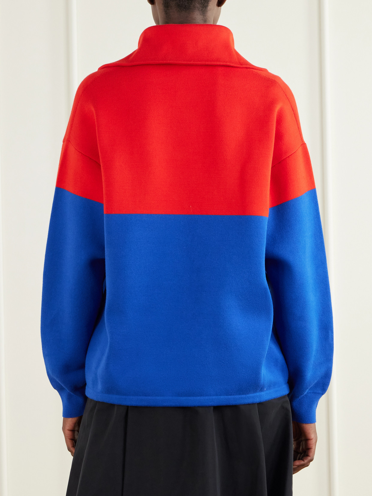 Anagram-Embossed Two-Tone Cotton-Blend Jersey Half-Zip Sweatshirt