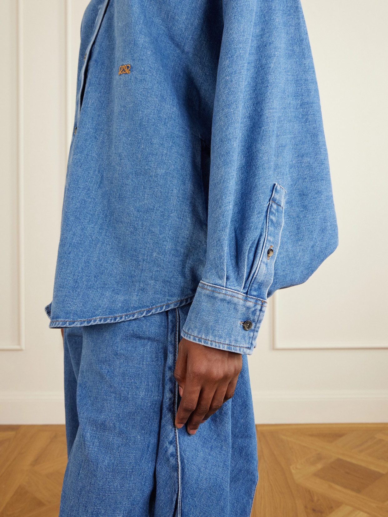 Anagram-Embroidered Denim Shirt