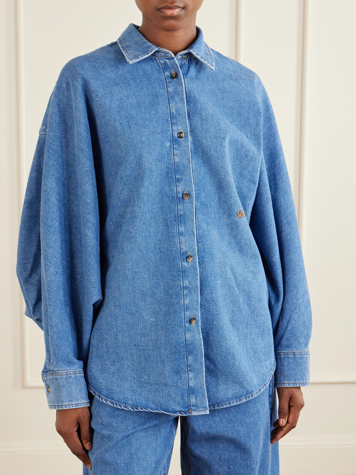 Anagram-Embroidered Denim Shirt
