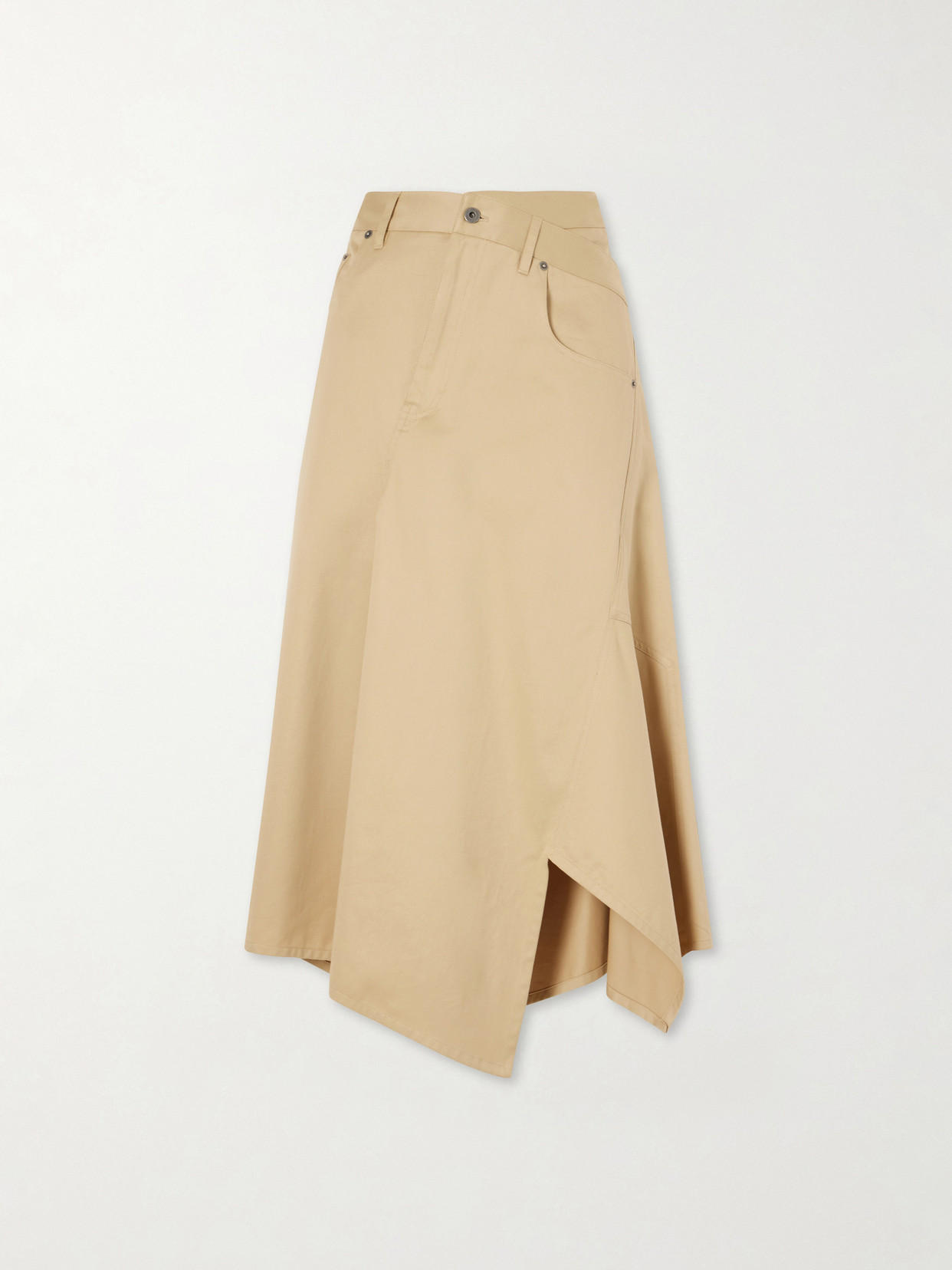Loewe Asymmetrical Cotton-gabardine Midi Skirt In Neutral