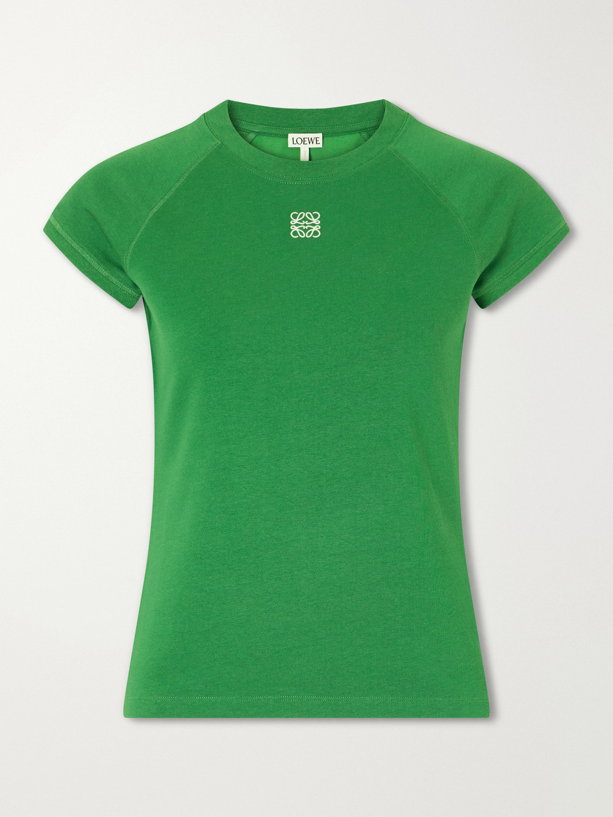 Loewe Anagram Embroidered Cotton-blend Jersey T-shirt In Green
