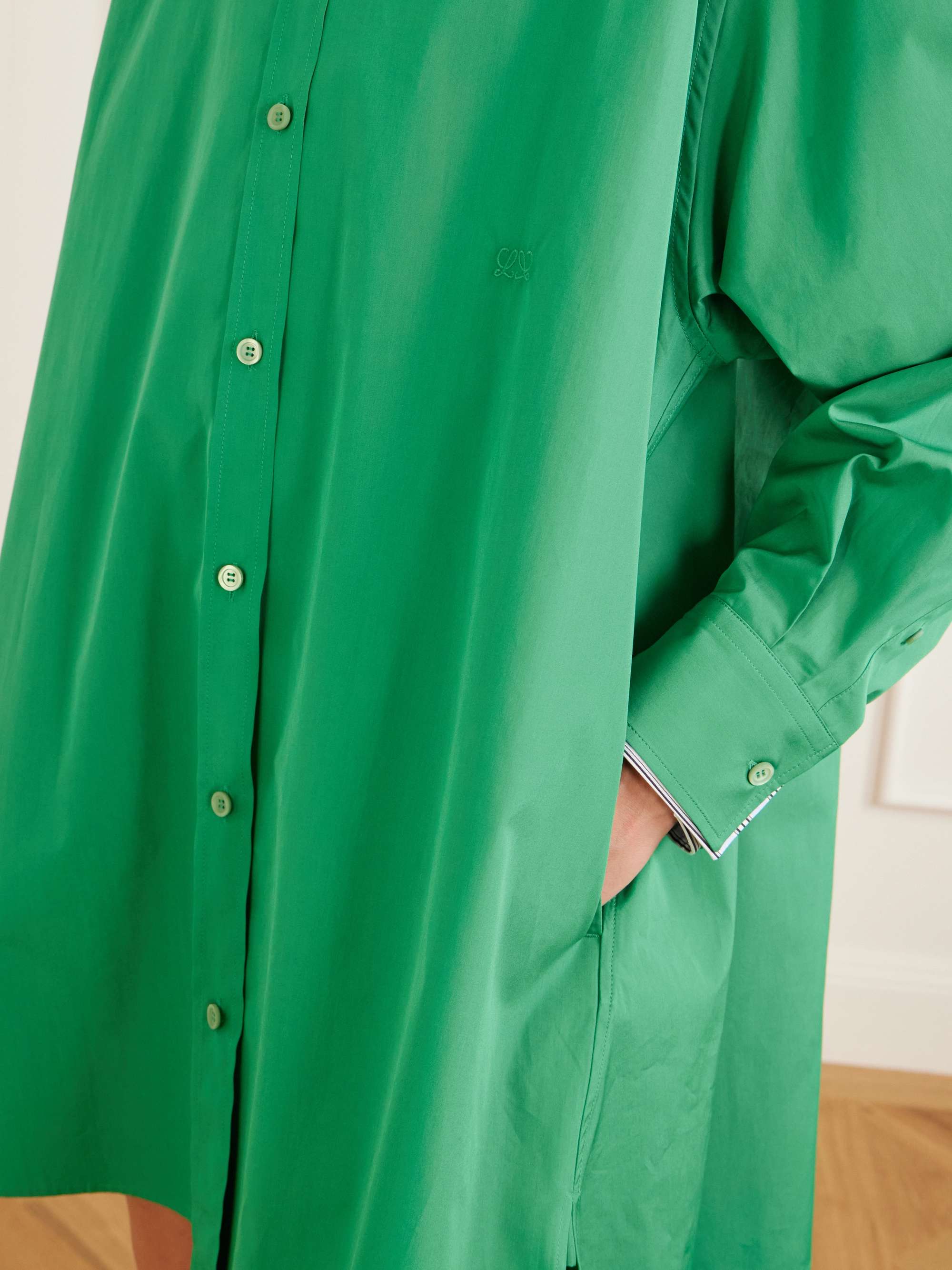 LOEWE Logo-embroidered cotton-poplin midi shirt dress | NET-A-PORTER