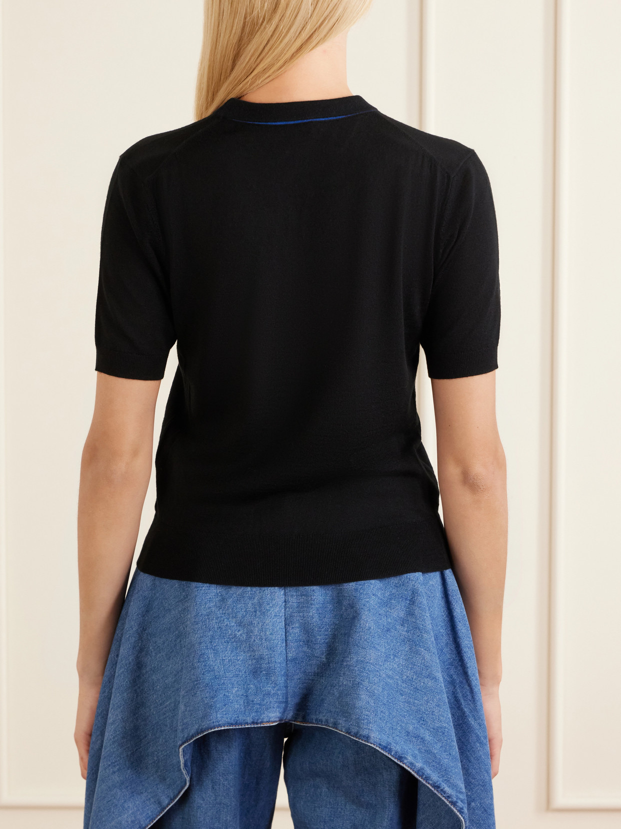 Anagram-Embroidered Wool-Blend Sweater