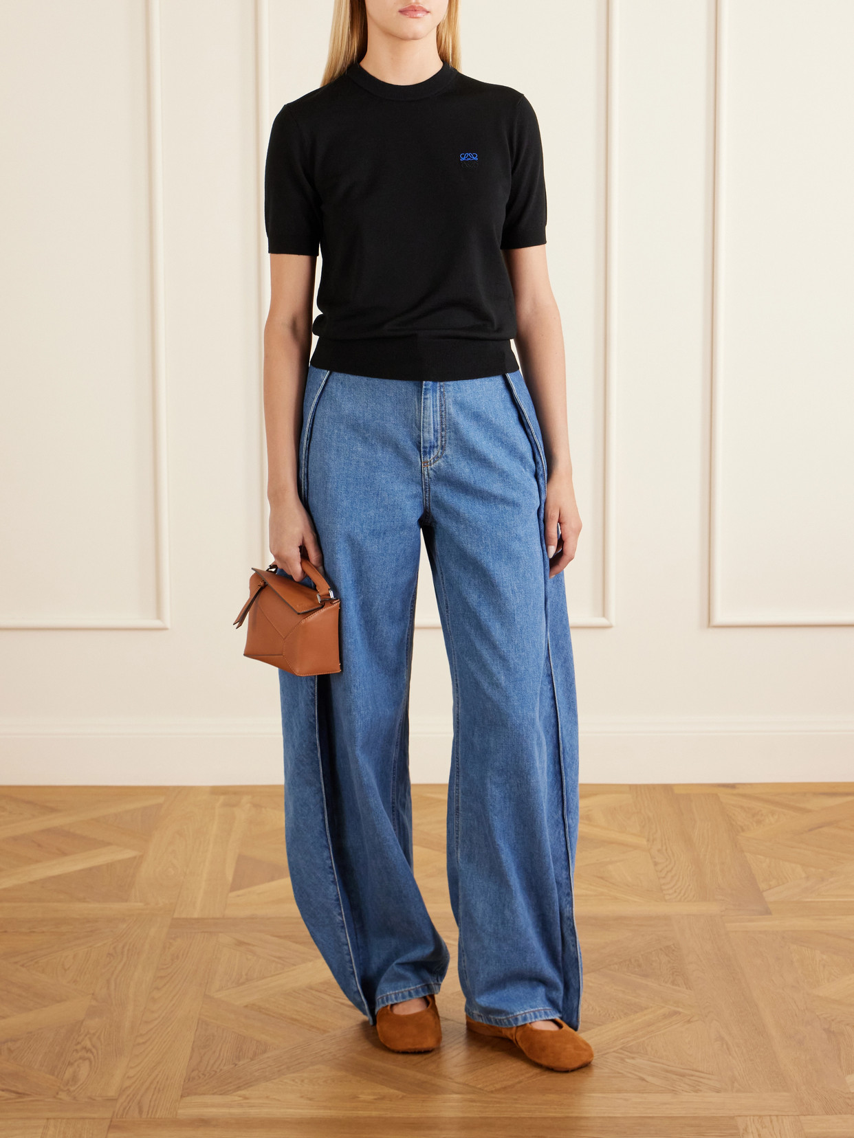 Anagram-Embroidered Wool-Blend Sweater