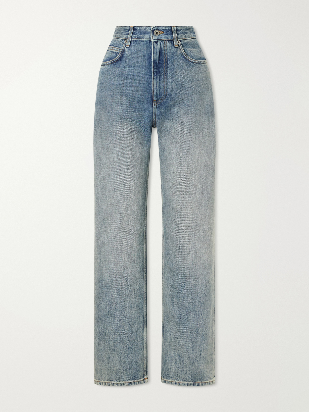 Loewe Anagram-embroidered Mid-rise Wide-leg Jeans In Blue