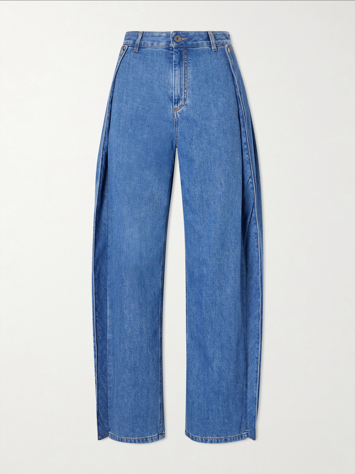 Loewe Draped Mid-rise Wide-leg Jeans In Blue