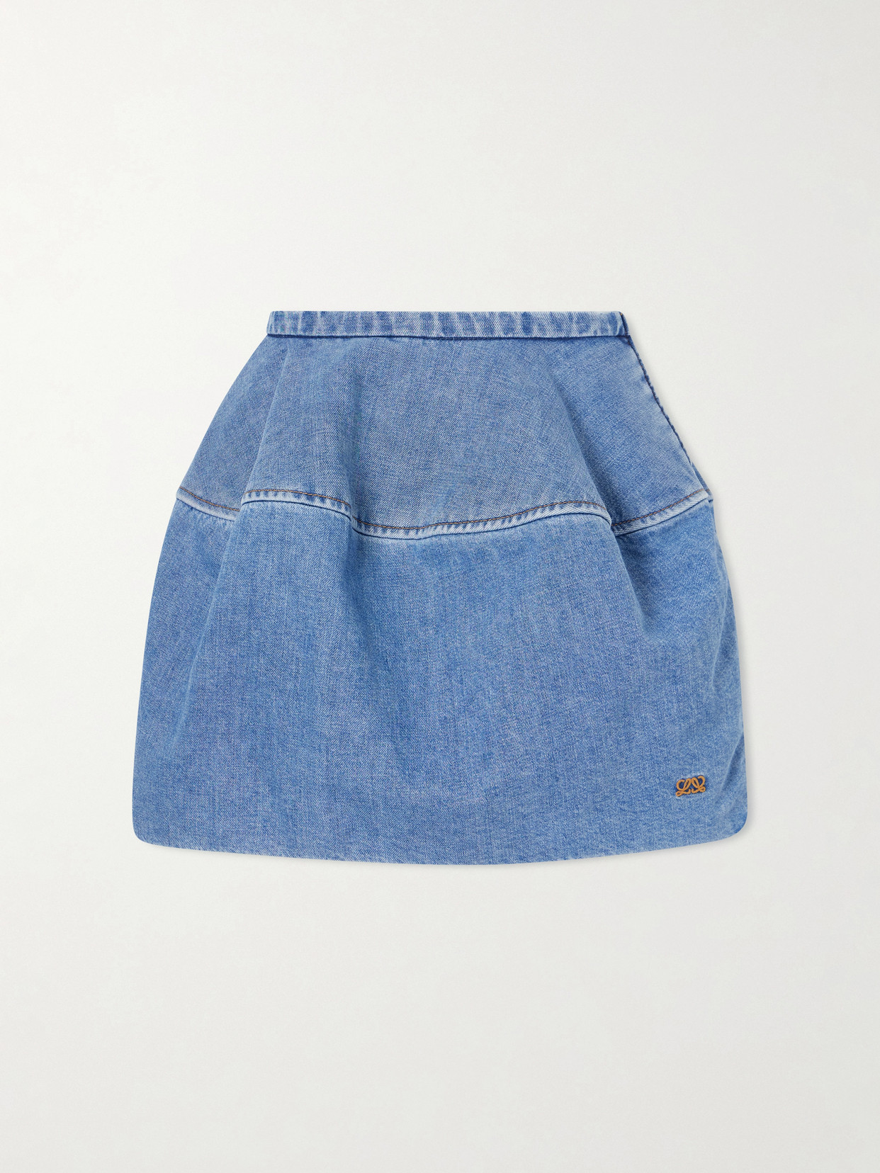Loewe Paneled Denim Mini Skirt In Blue