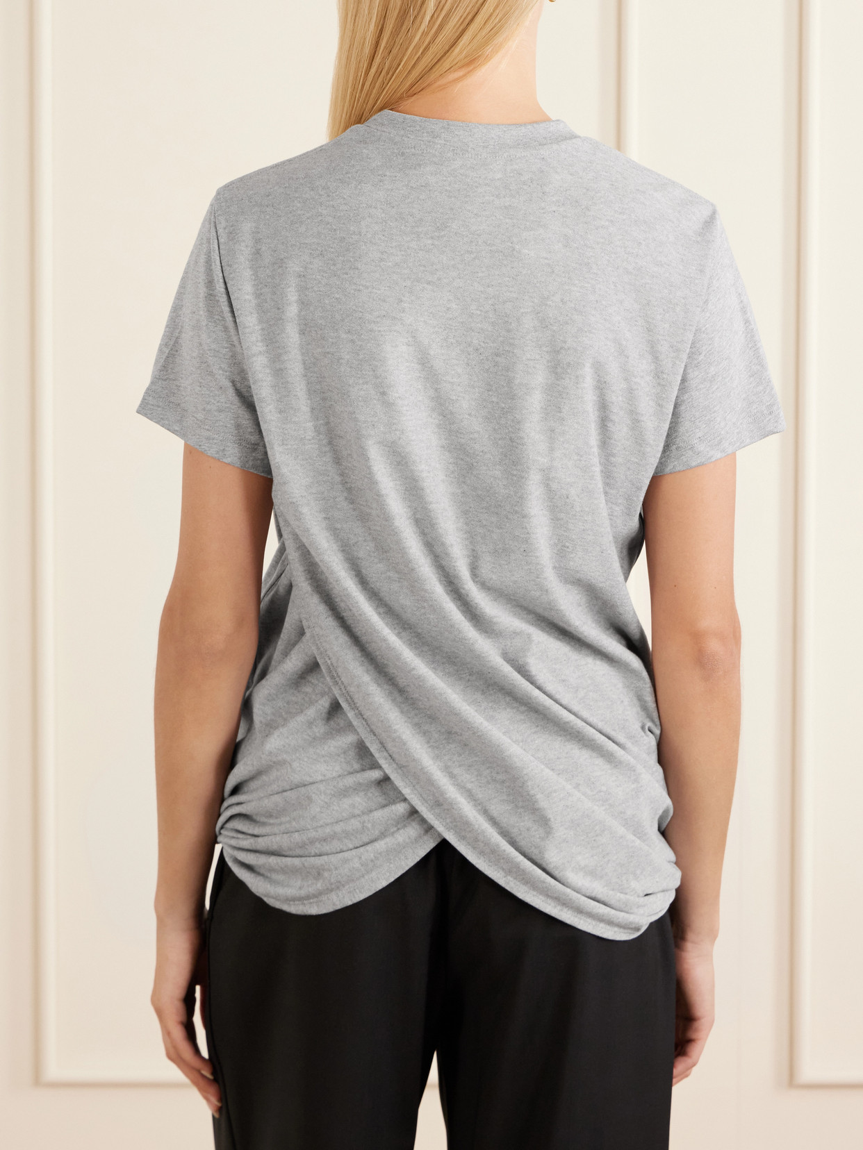 Logo-Embroidered Draped Cotton-Jersey T-Shirt