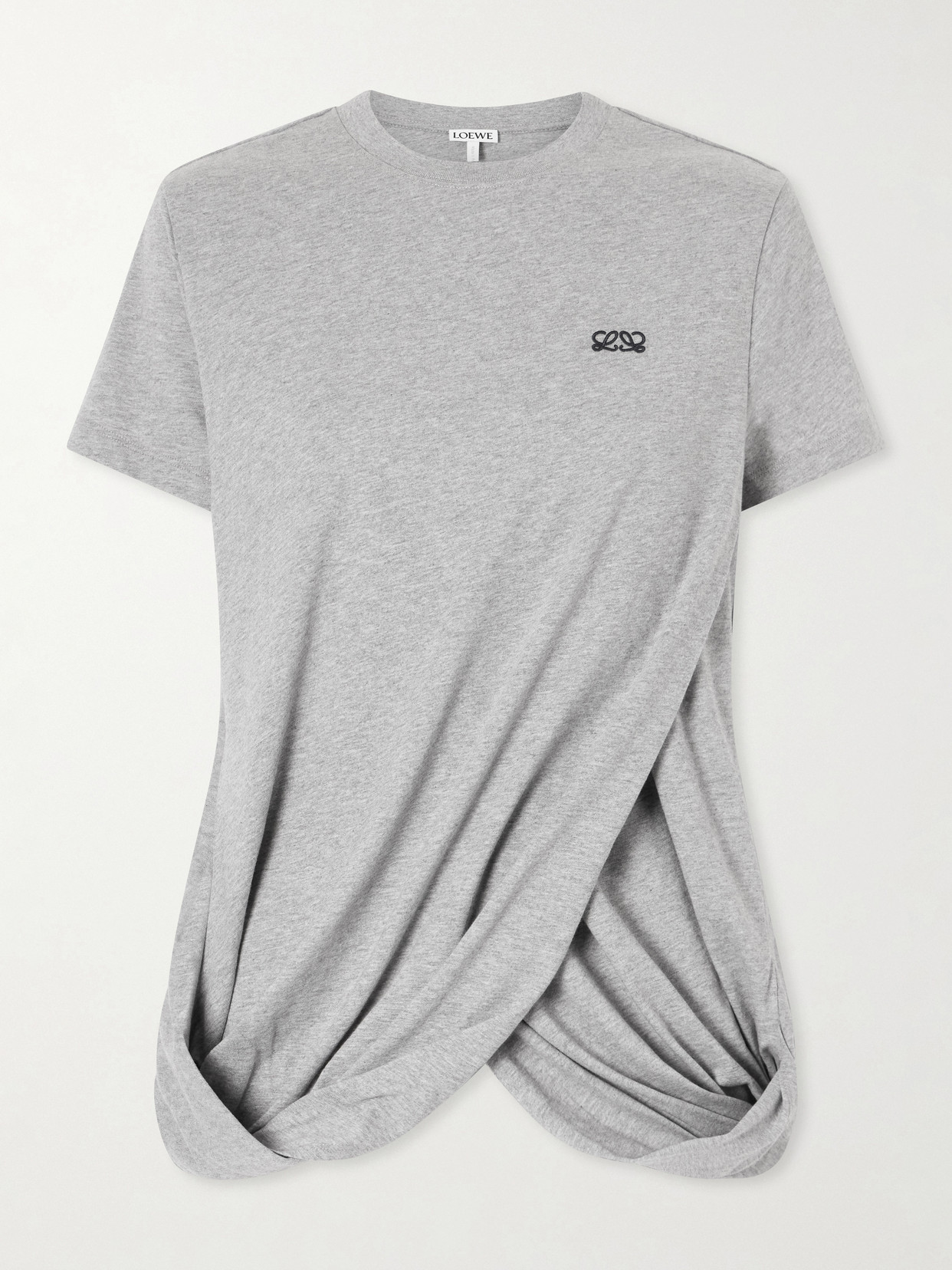 Logo-Embroidered Draped Cotton-Jersey T-Shirt