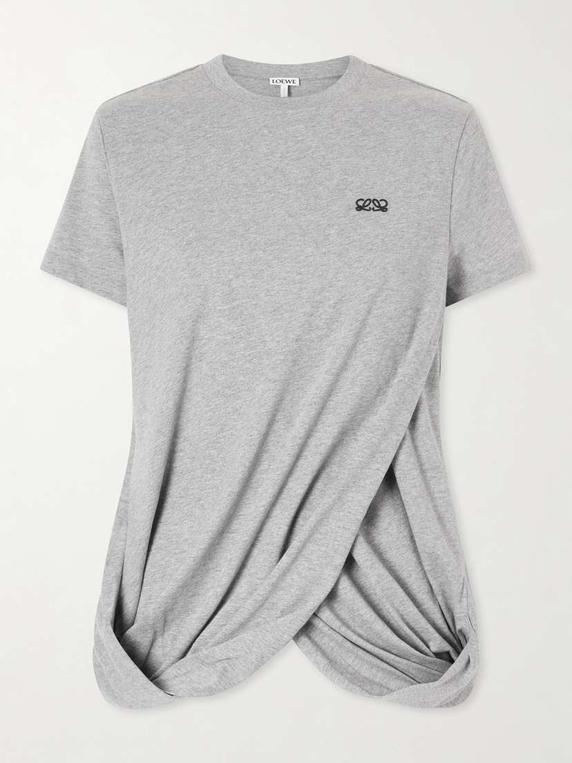 Loewe Anagram-embroidered Draped Cotton-jersey T-shirt | Thumbnail 5 Loewe Anagram-embroidered Draped Cotton-jersey T-shirt | Thumbnail 5
