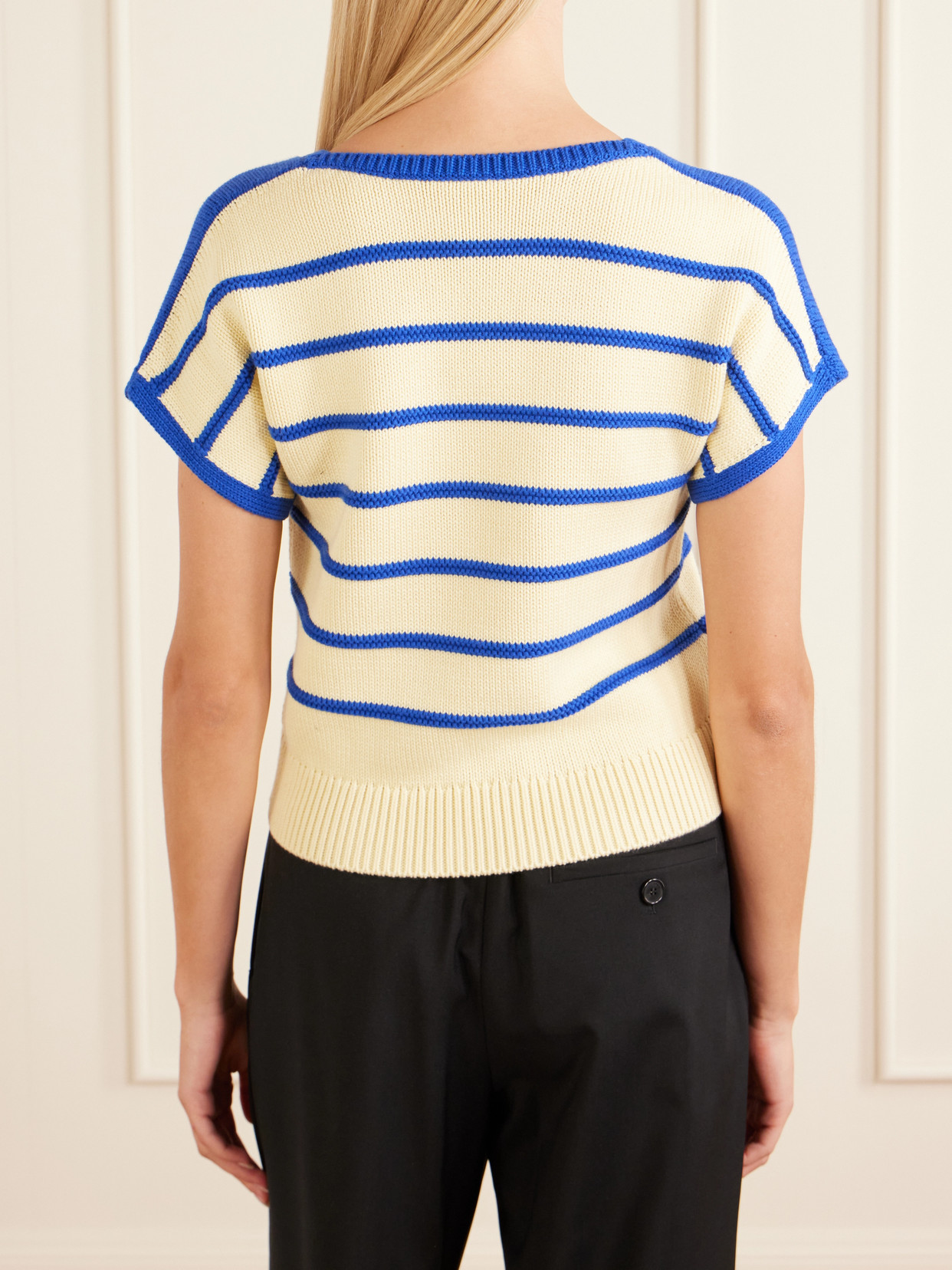 Anagram-Embroidered Striped Cotton And Wool-Blend Sweater
