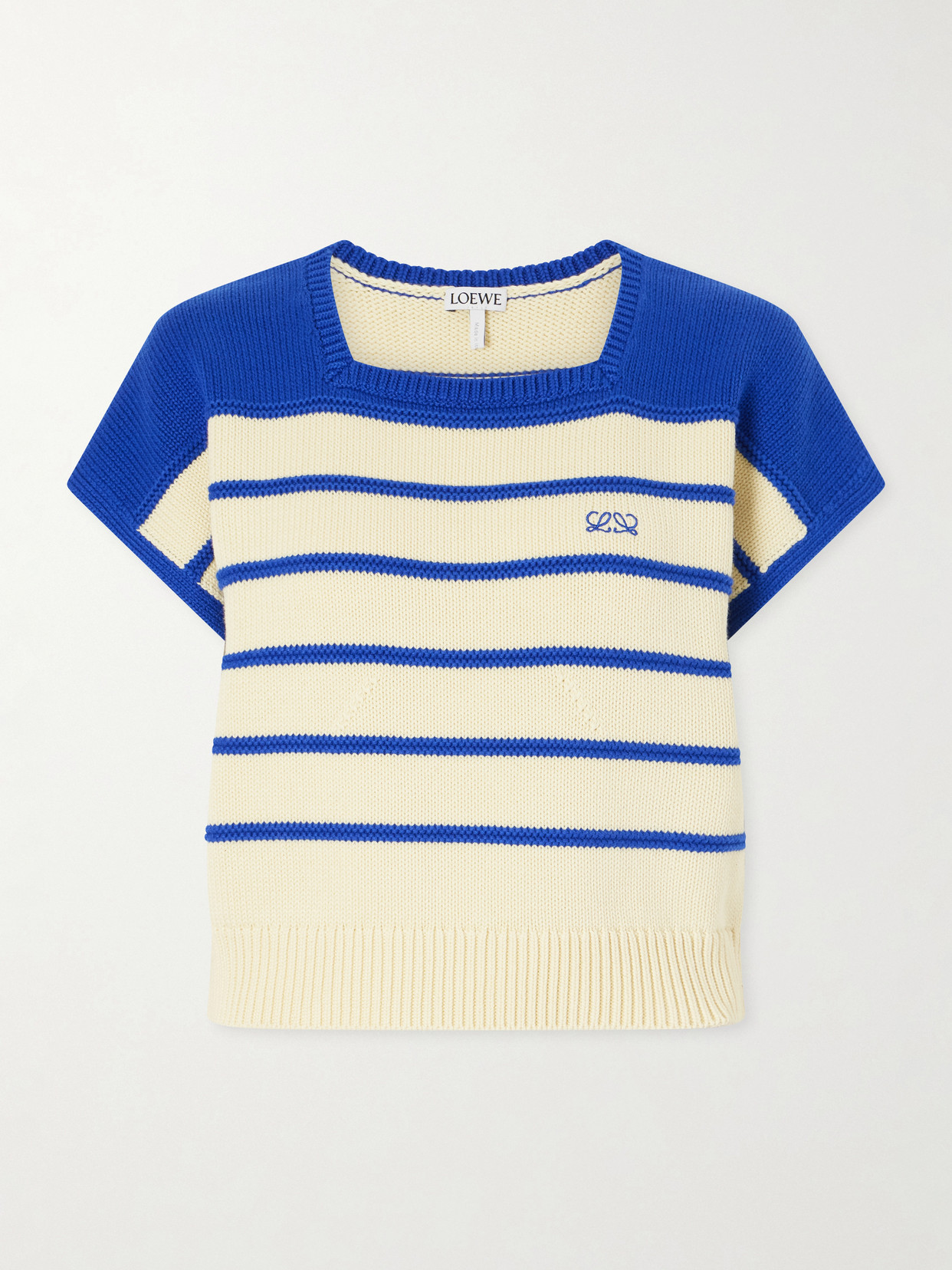 Loewe Anagram-embroidered Striped Cotton And Wool-blend Sweater In Yellow