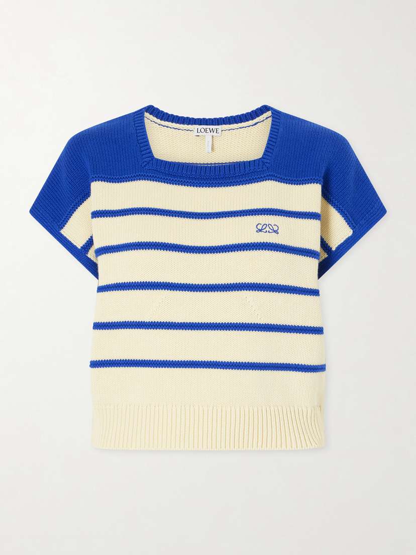Loewe Anagram-embroidered Striped Cotton And Wool-blend Sweater | Thumbnail 6