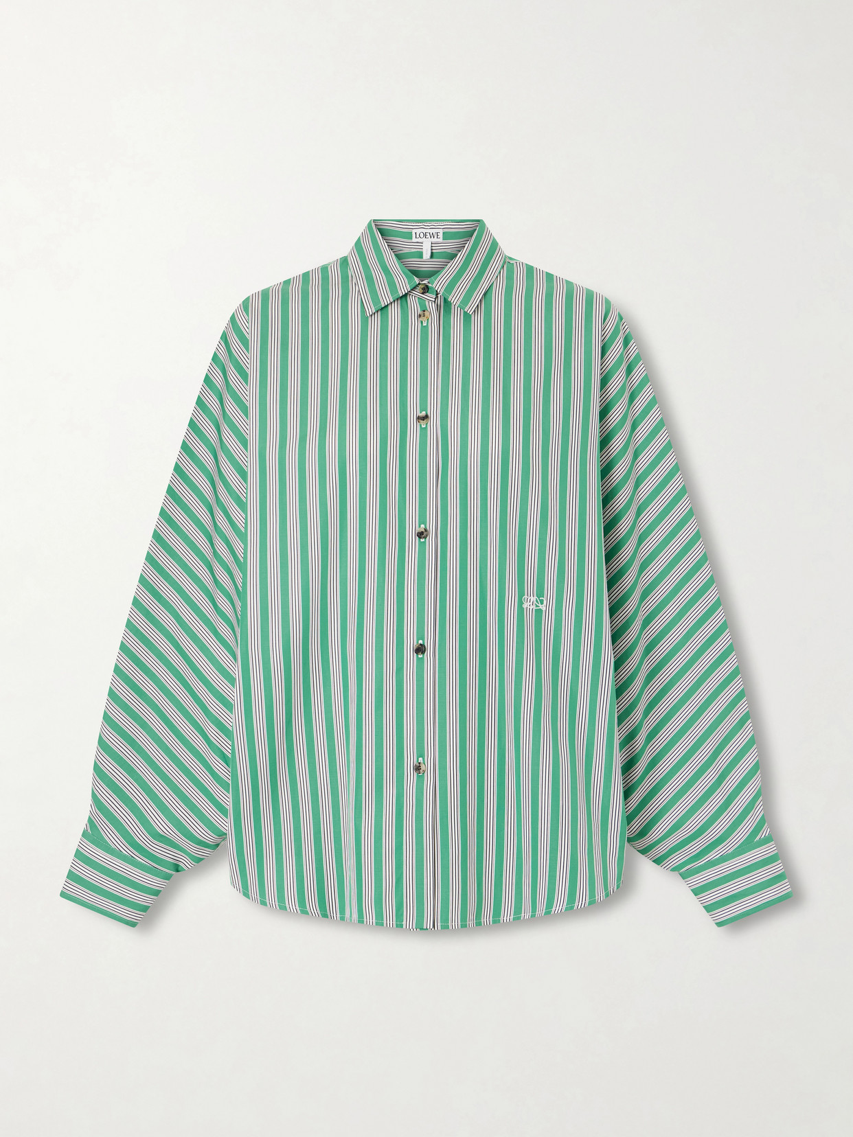 LOEWE - Striped Cotton-poplin Shirt - Green