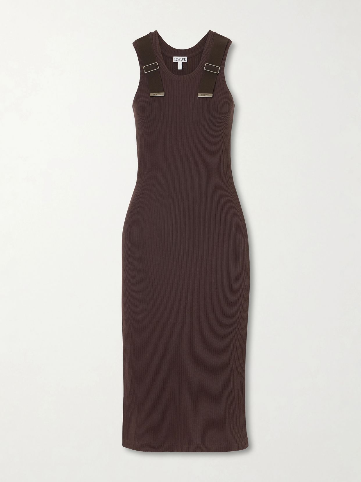 embellished ribbed stretch cotton midi dress