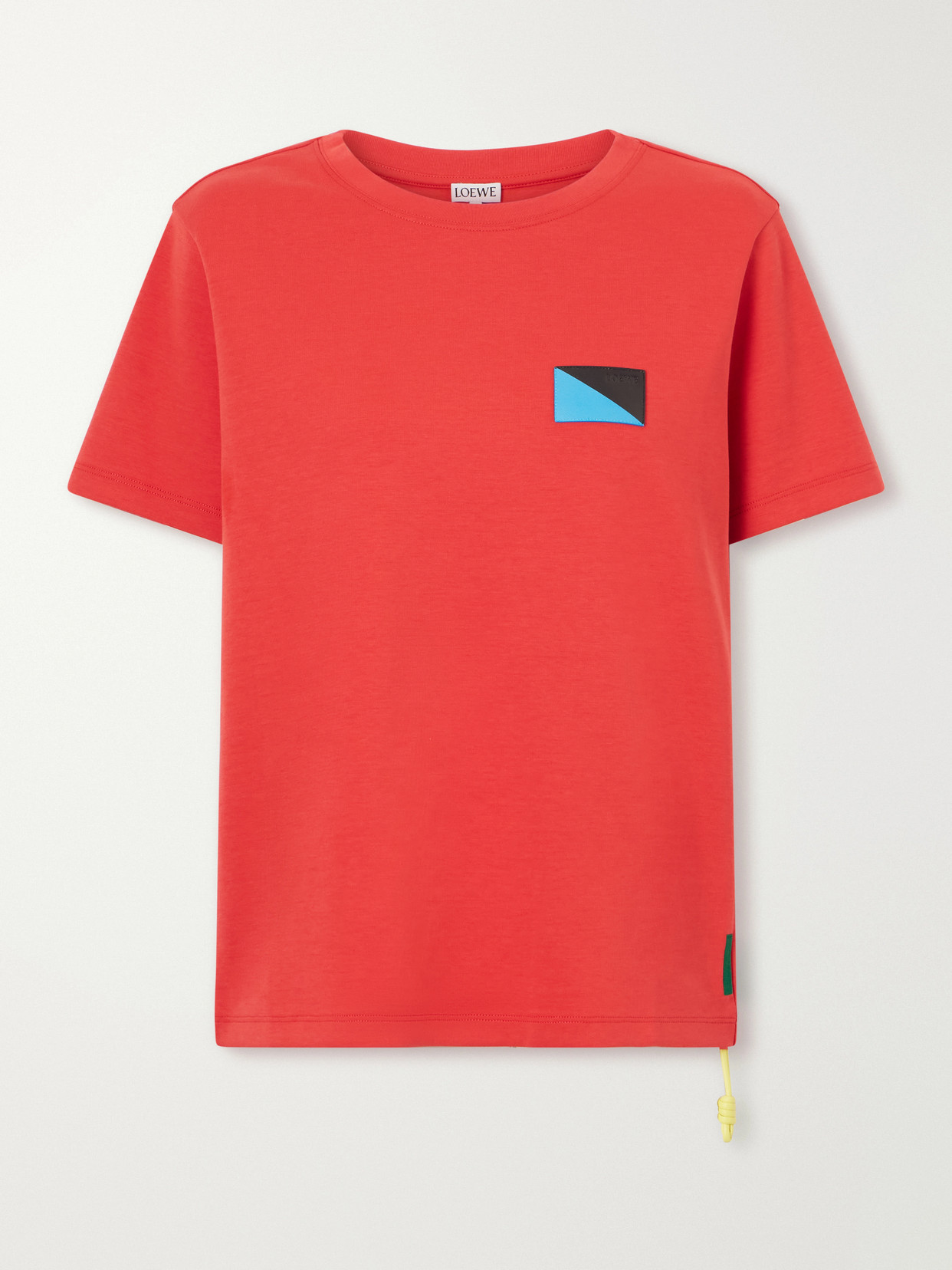 Logo-Embossed Leather-Trimmed Cotton-Blend Jersey T-Shirt