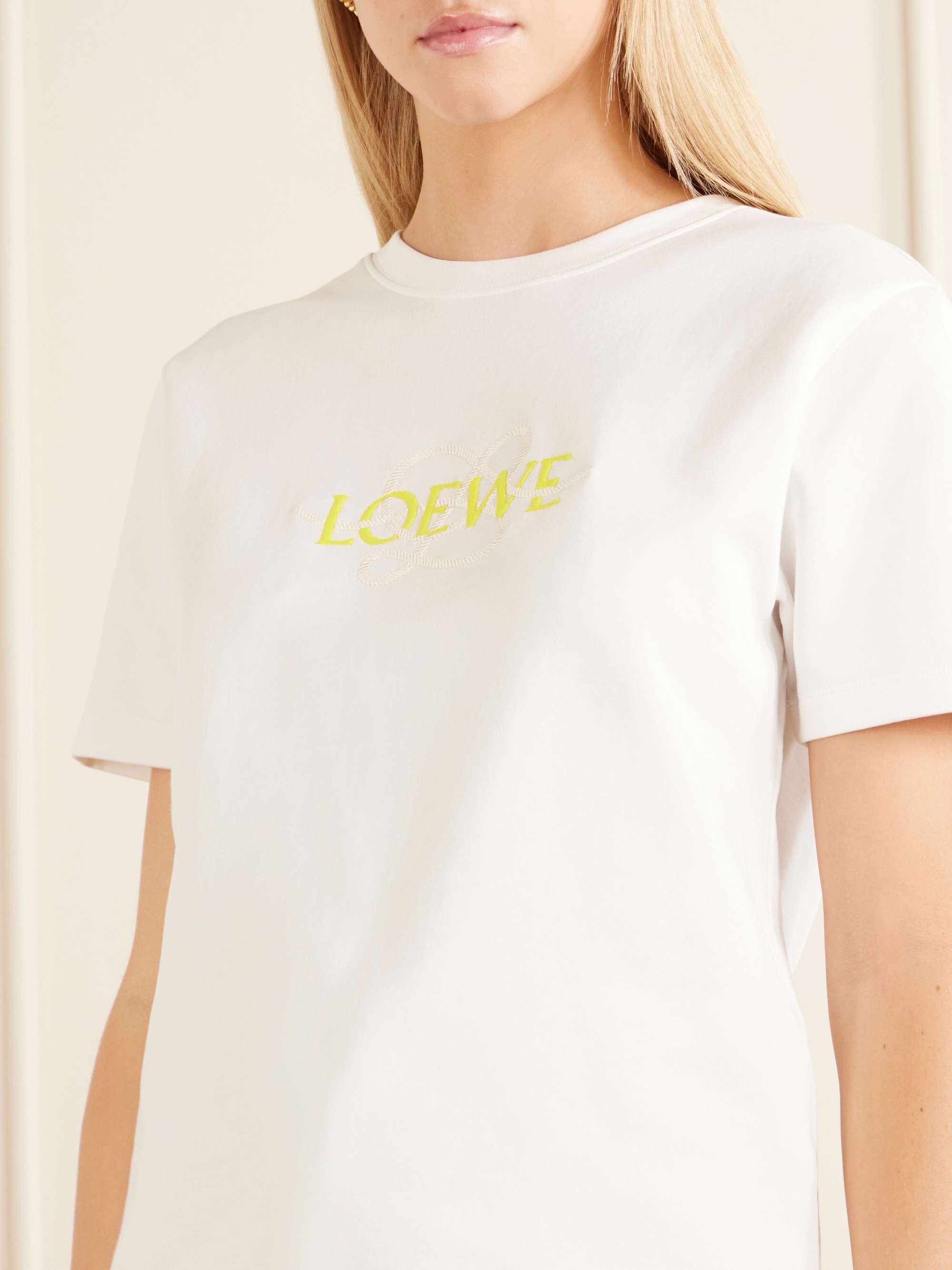 LOEWE Anagram-embroidered cotton-blend T-shirt | NET-A-PORTER