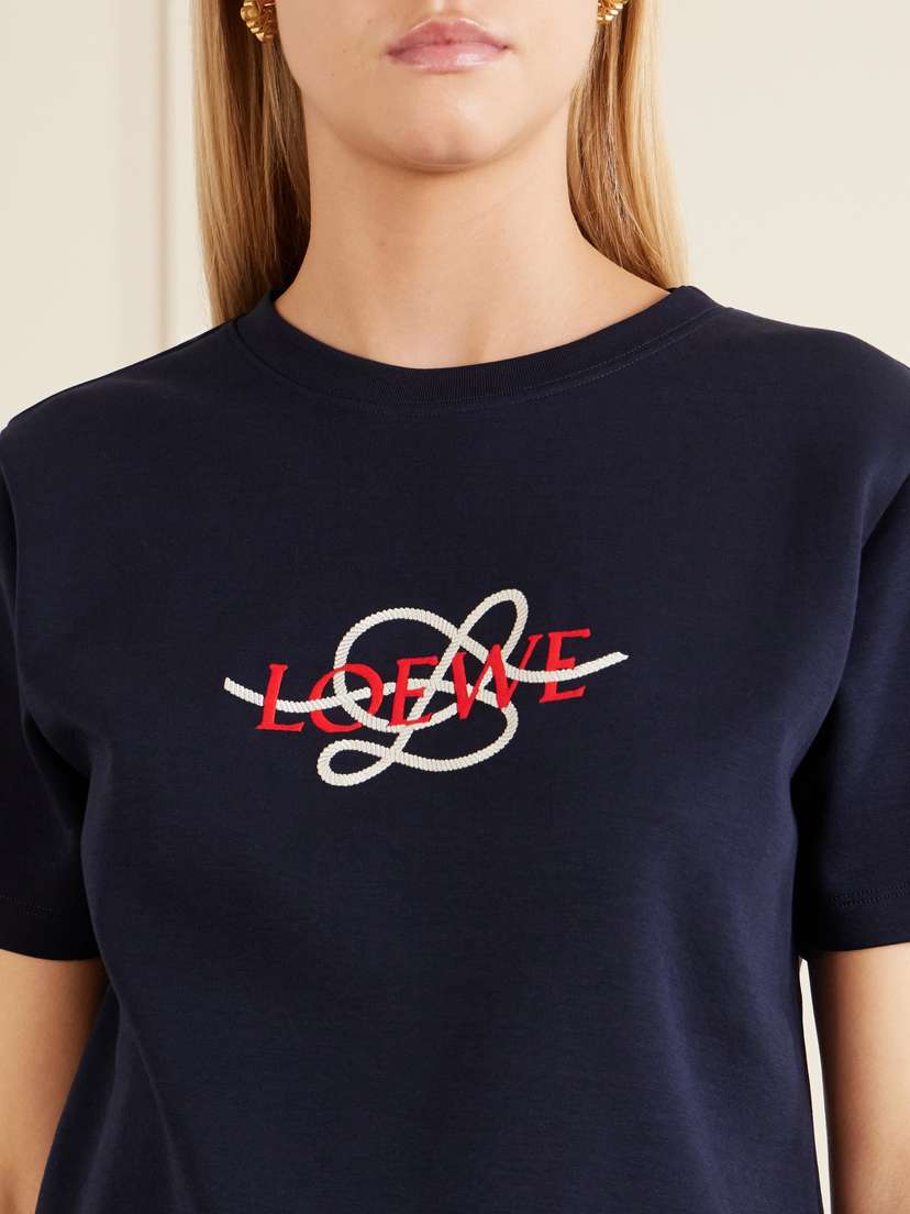 Loewe Anagram-embroidered Cotton-blend T-shirt | Thumbnail 4 Loewe Anagram-embroidered Cotton-blend T-shirt | Thumbnail 4