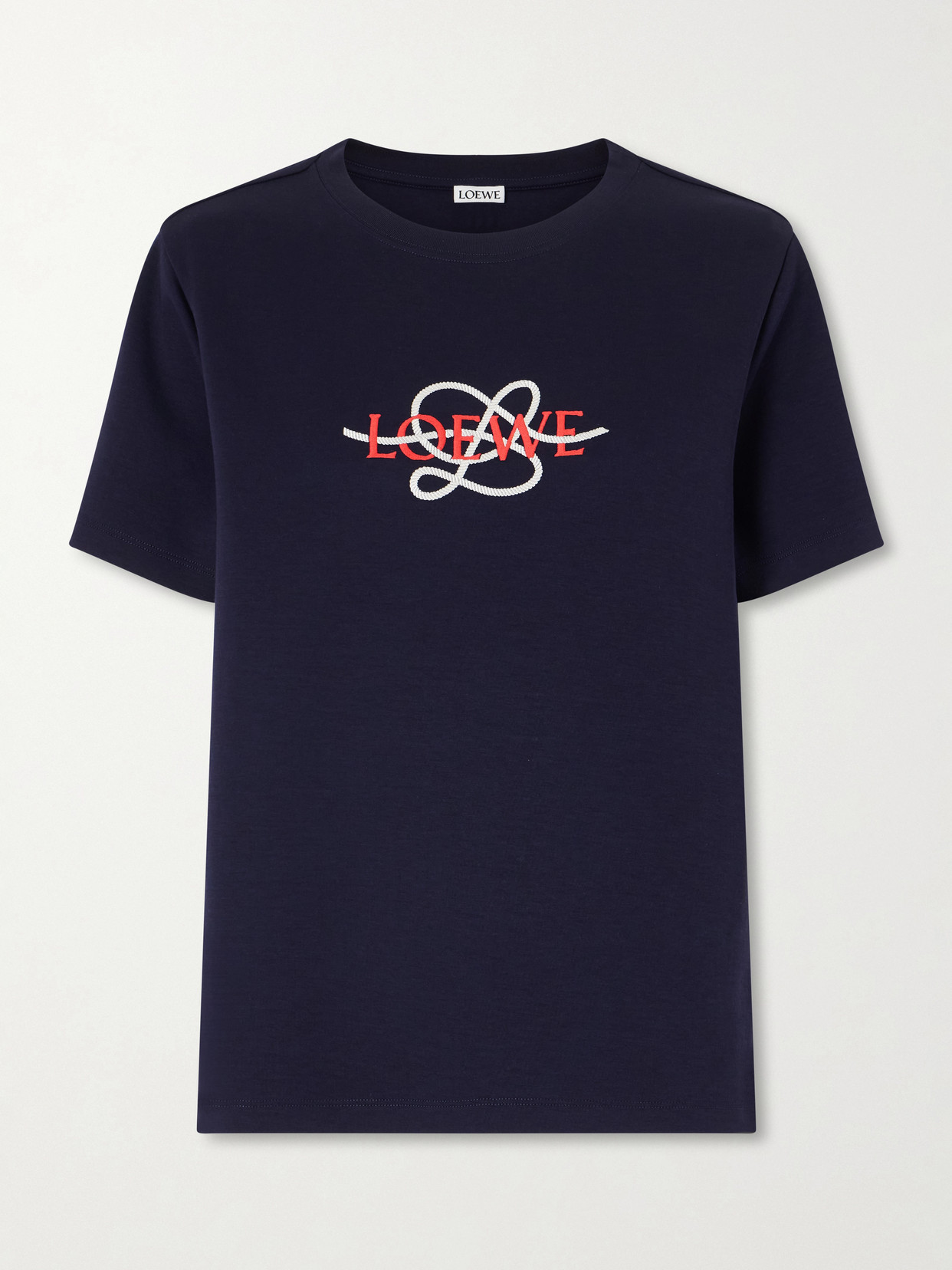 Loewe Anagram-embroidered Cotton-blend T-shirt In Blue