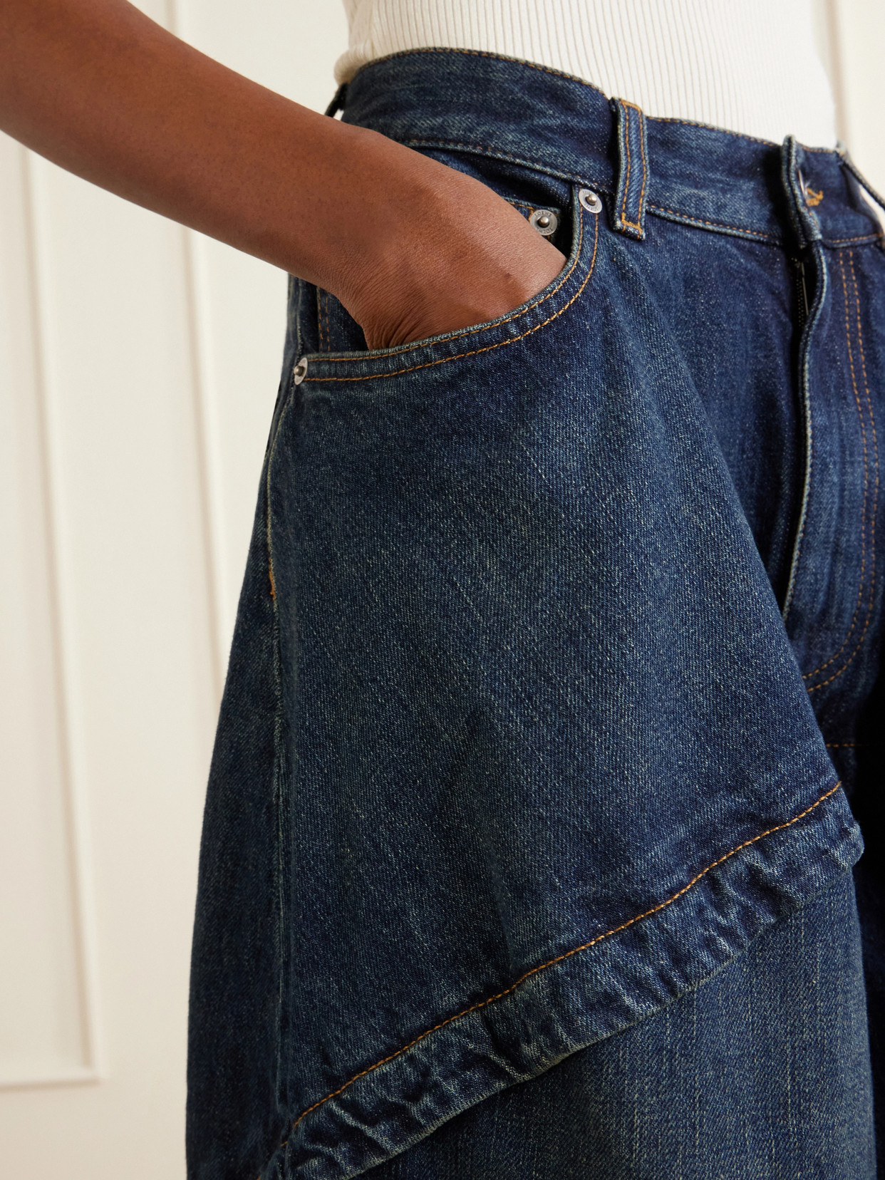Tiered Mid-Rise Wide- Leg