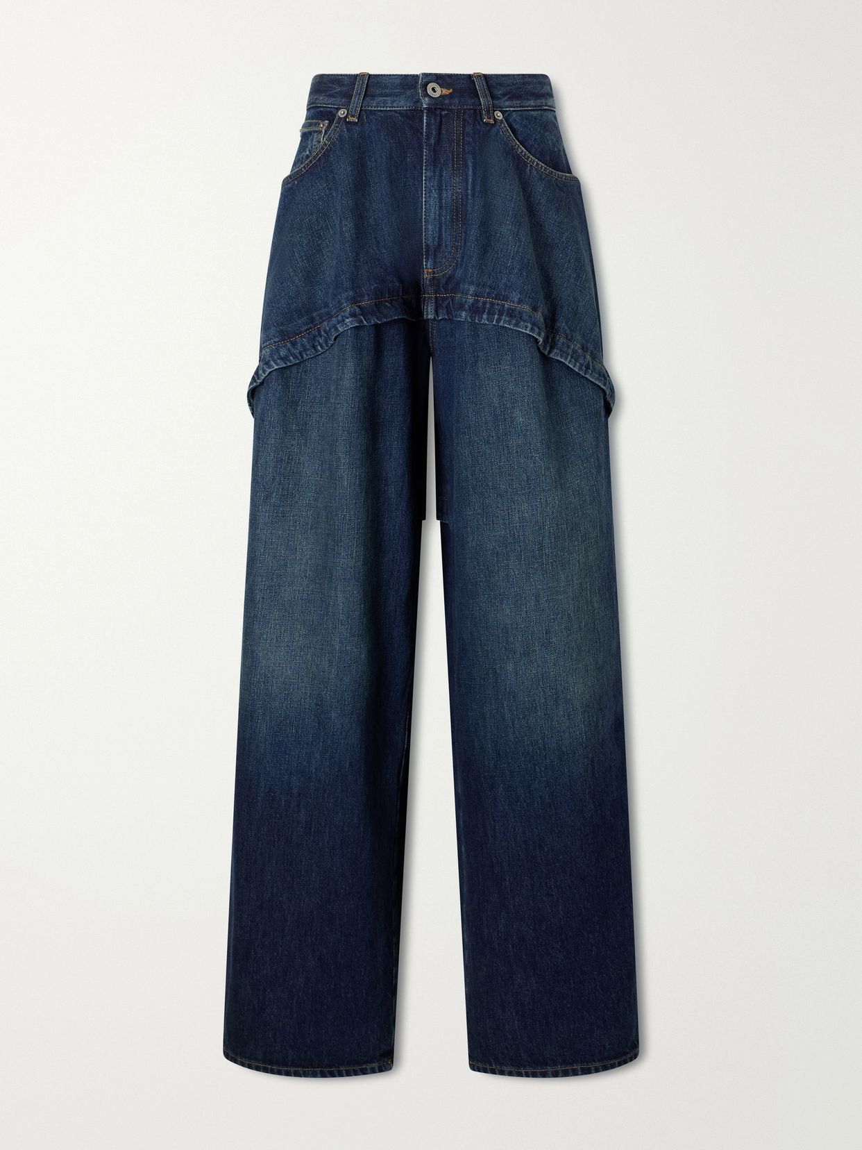 Tiered mid-rise wide-leg jeans