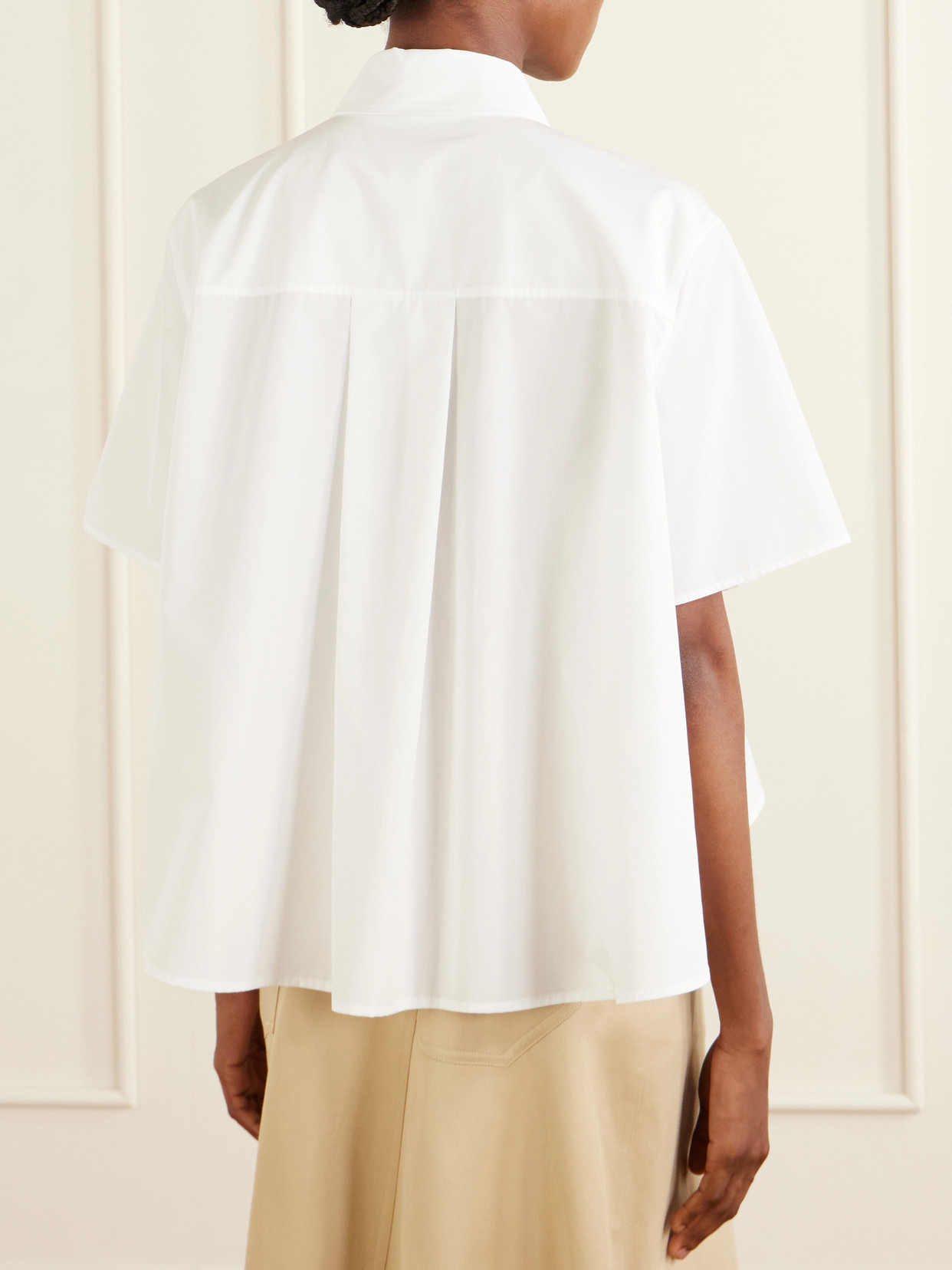 Loewe Logo-embroidered Cotton-poplin Shirt In White