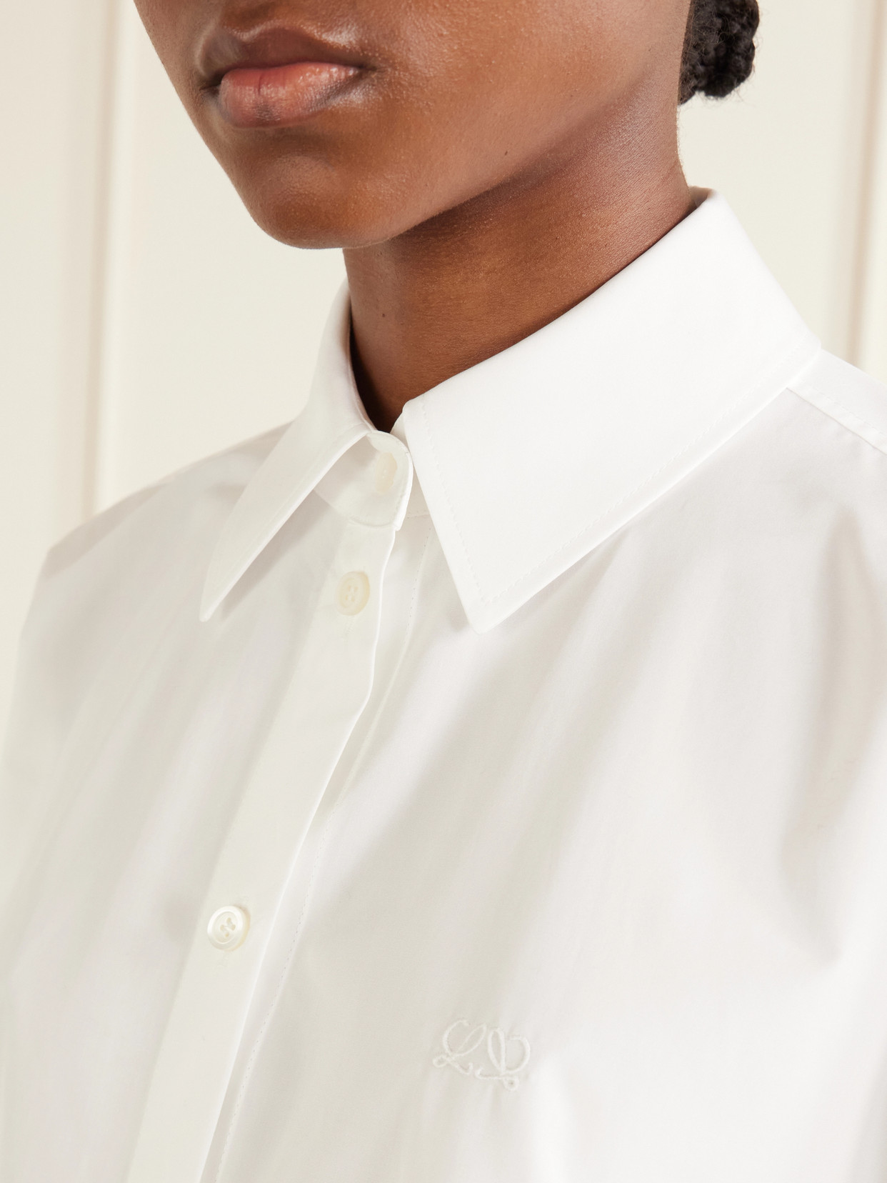 Loewe Logo-embroidered Cotton-poplin Shirt In White