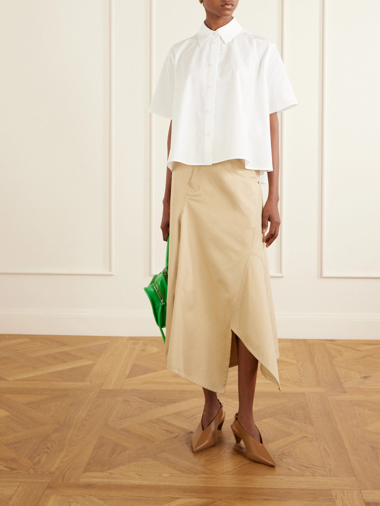 Loewe Logo-embroidered Cotton-poplin Shirt In White