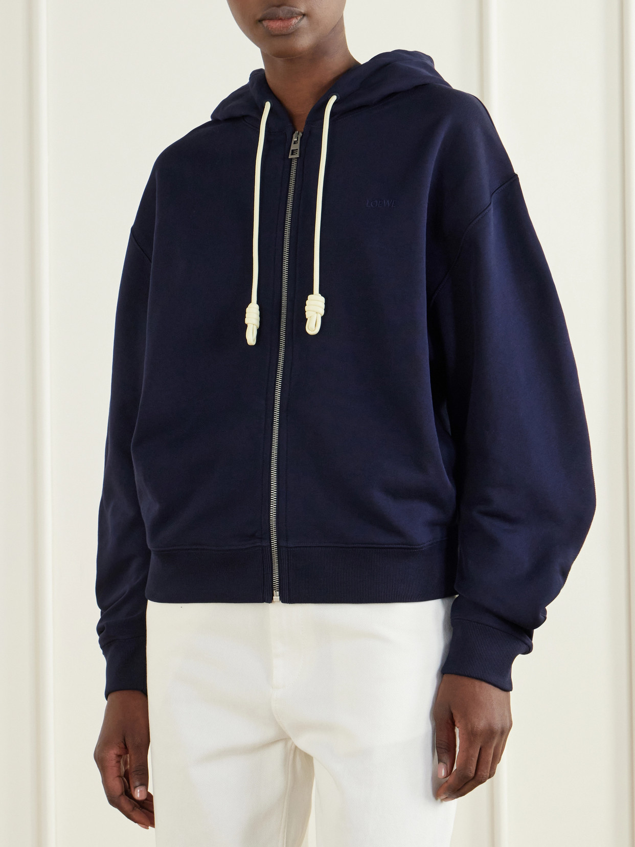Logo-Embroidered Cotton-Jersey Hooded Zip-Up Sweatshirt
