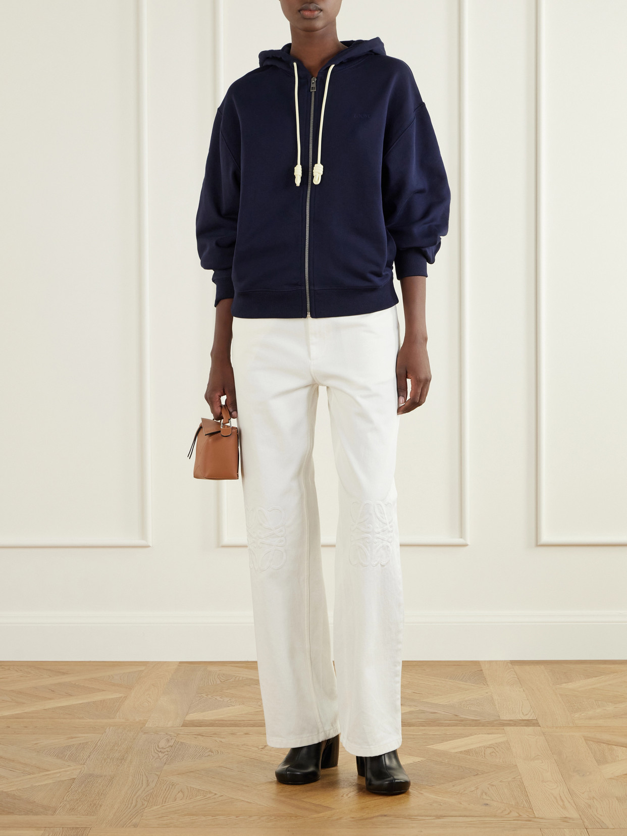 Logo-Embroidered Cotton-Jersey Hooded Zip-Up Sweatshirt