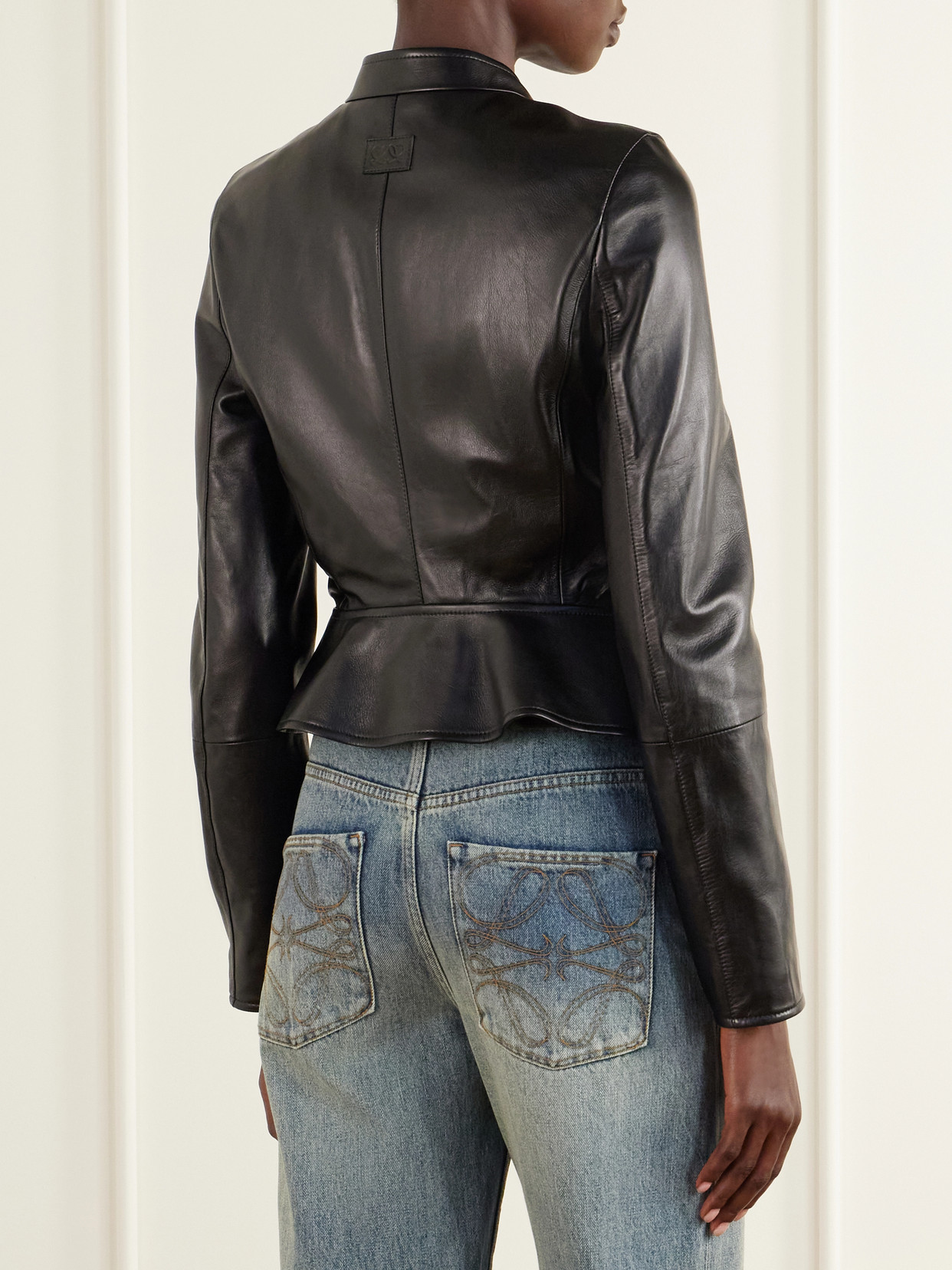Loewe Leather Biker Jacket In Black