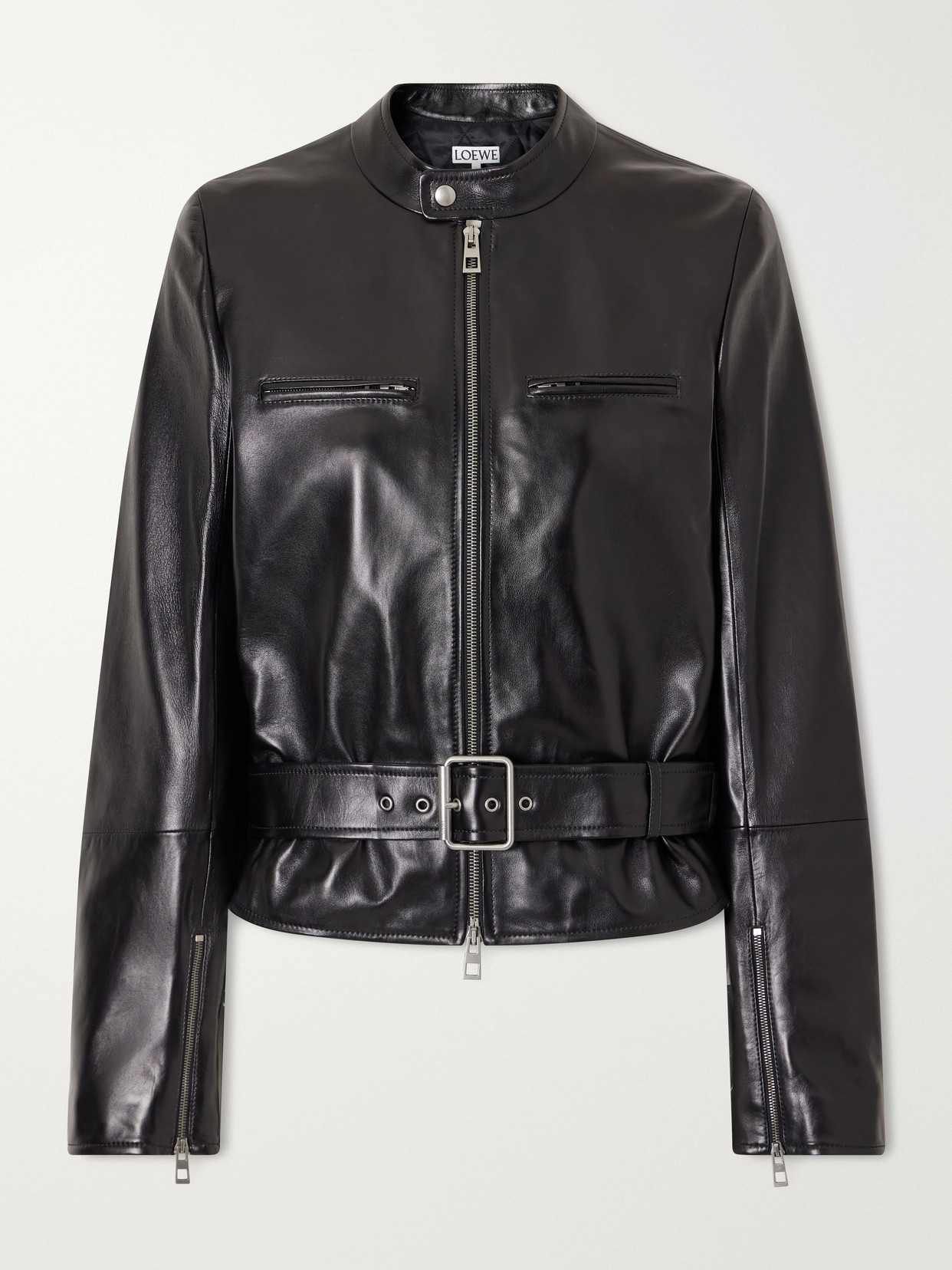Loewe Leather Biker Jacket In Black