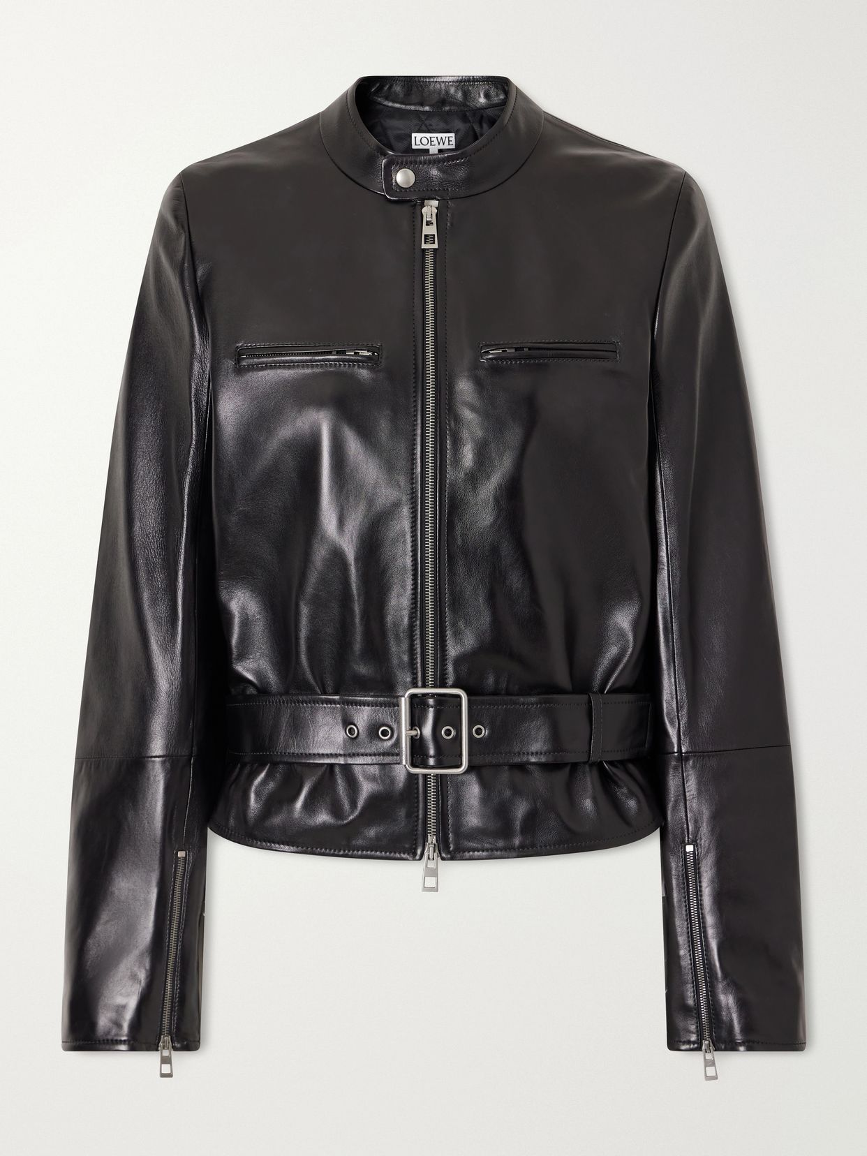 Leather biker jacket