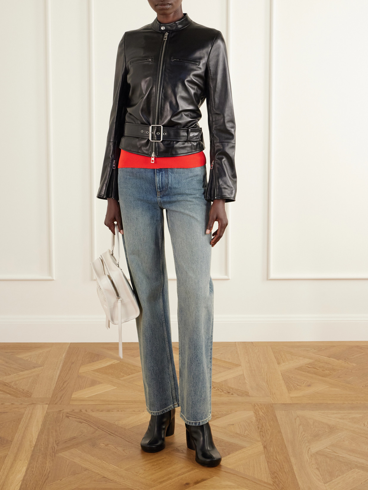 Loewe Leather Biker Jacket In Black