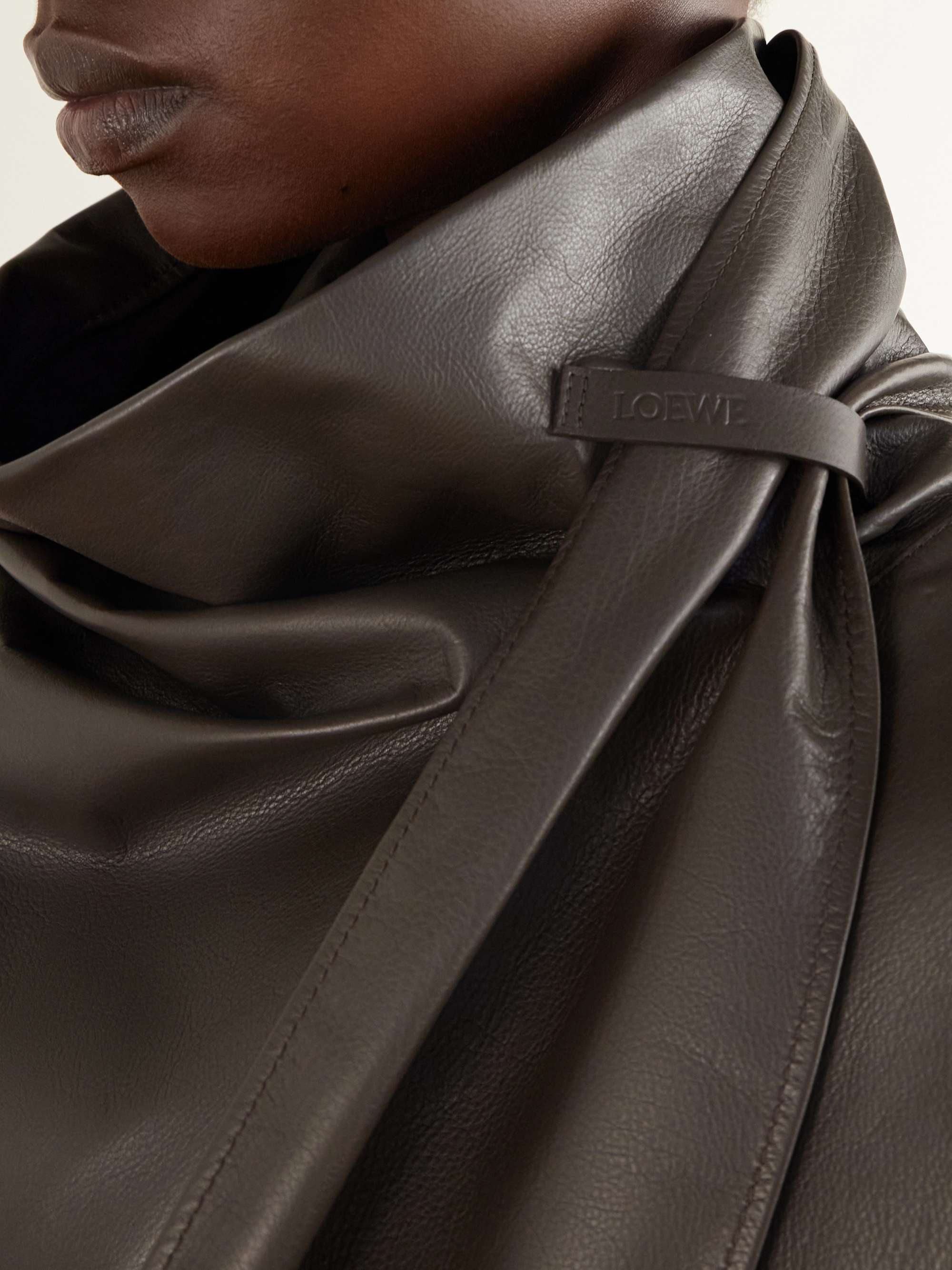 LOEWE Scarf-detailed leather jacket | NET-A-PORTER