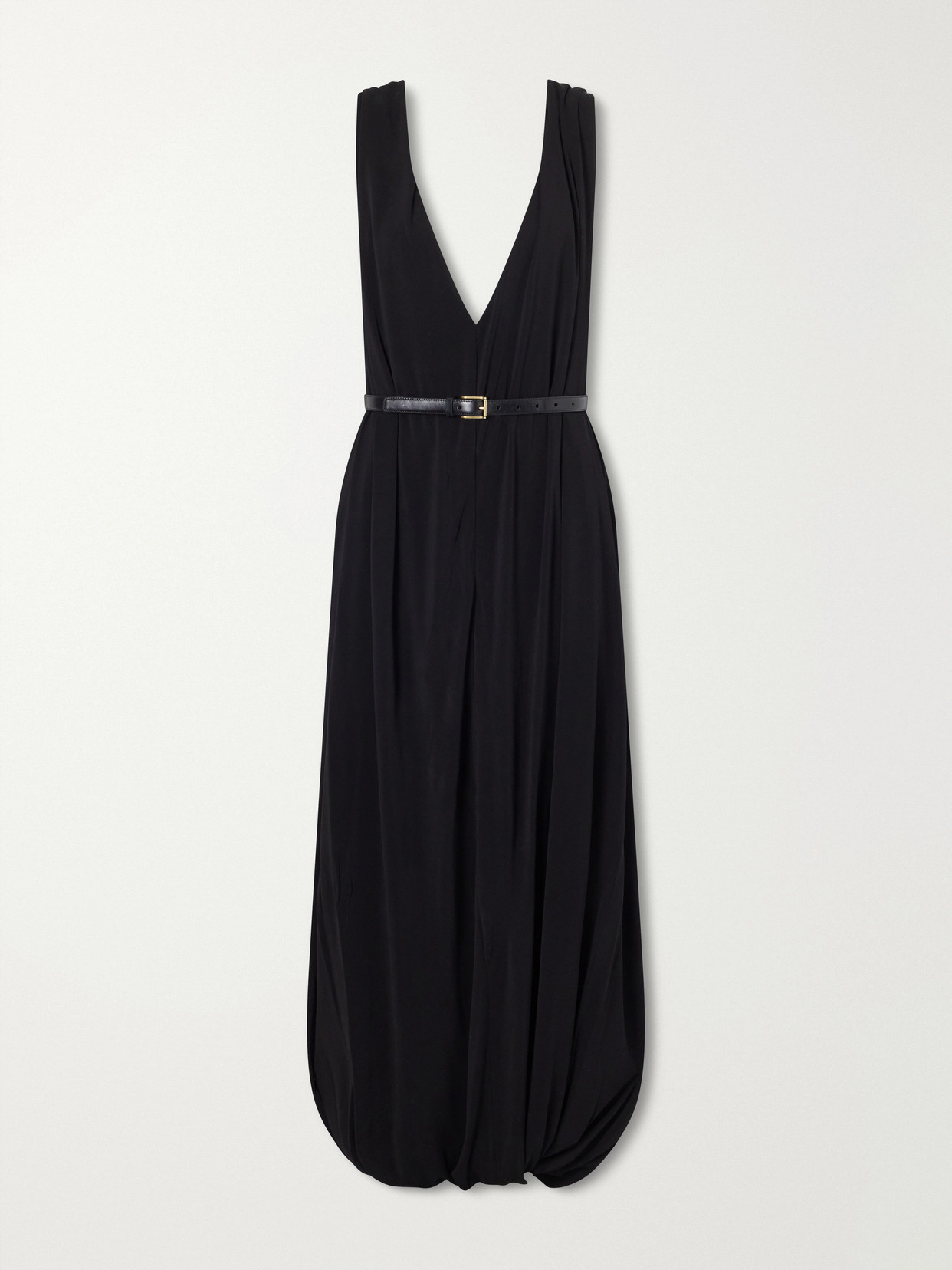 Loewe Draped Jersey Midi Dress In Black
