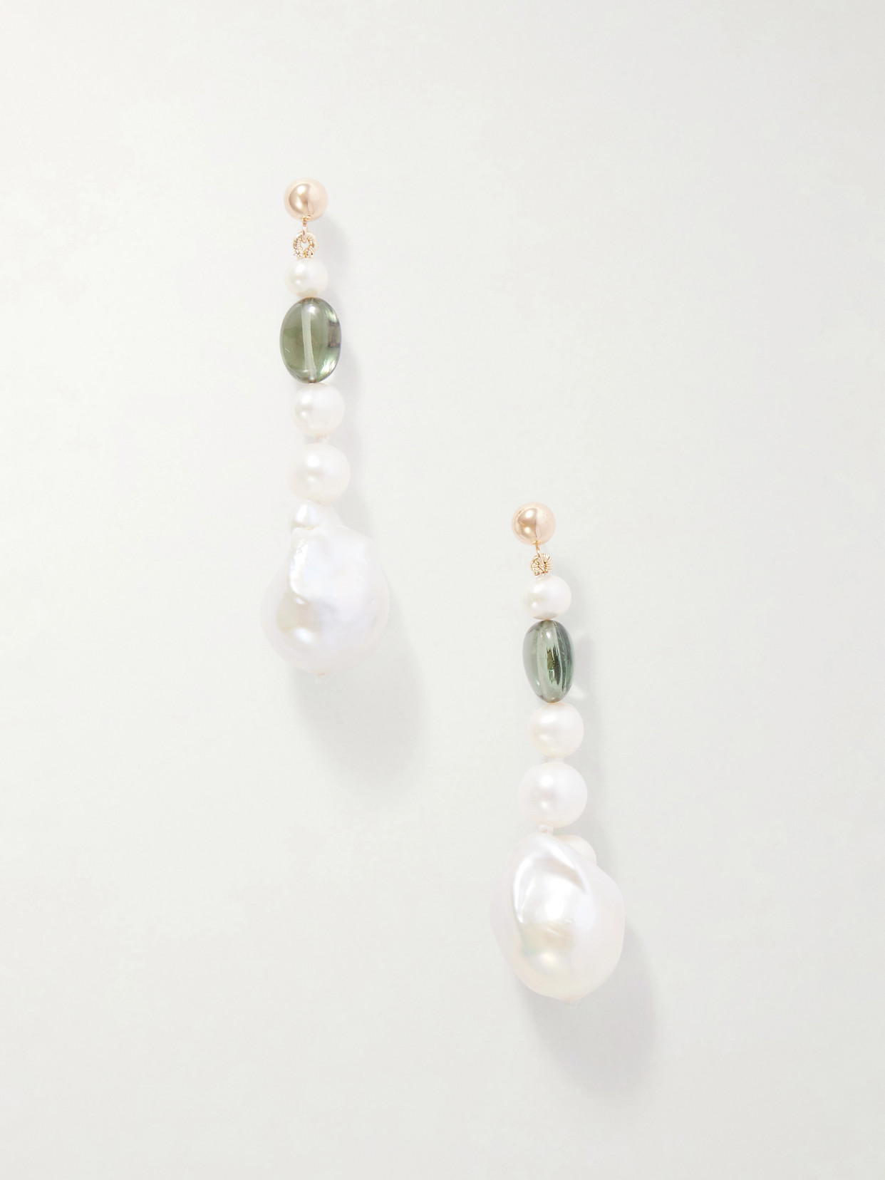 Loren Stewart Poet 14-karat Gold, Pearl And Tourmaline Earrings In Neutrals
