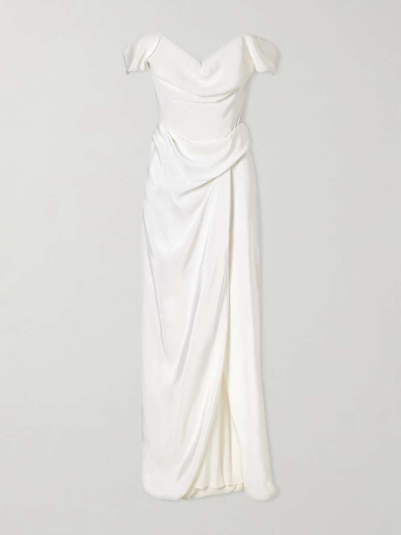 Vivienne Westwood Mabel Off-the-shoulder Draped Silk-cady Gown