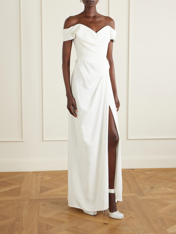 ivory gold cocktail dress Bramble | Ivory Satin Square-Neck Puffball Mini Dress