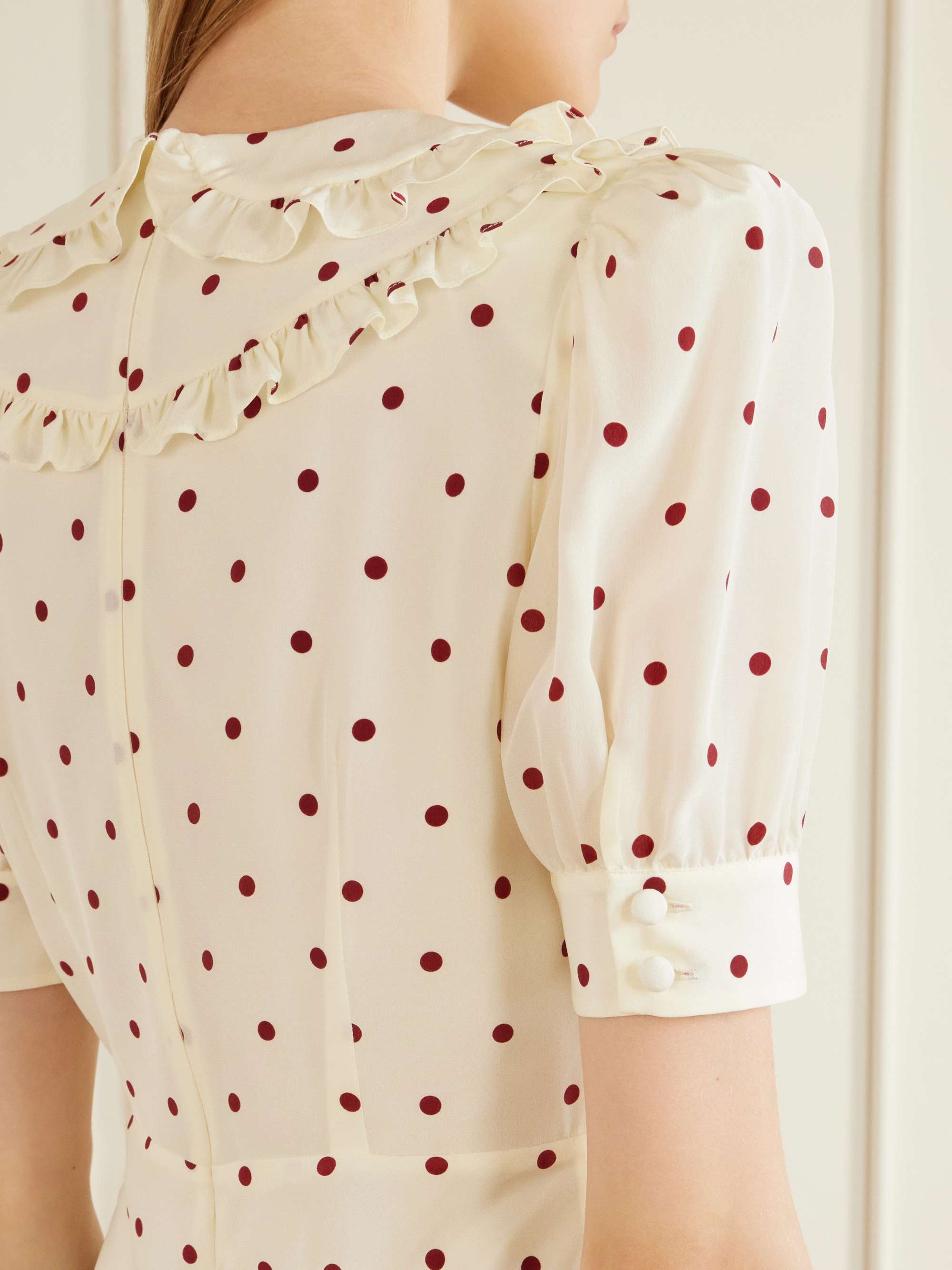 alessandra rich red polka dot dress Alessandra Rich polka-dot print midi dress