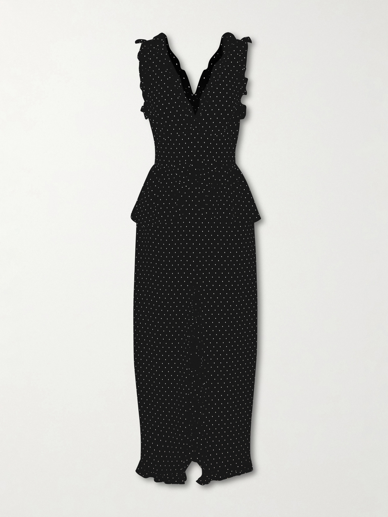 Alessandra Rich Bow-embellished Polka-dot Silk Midi Dress In Black