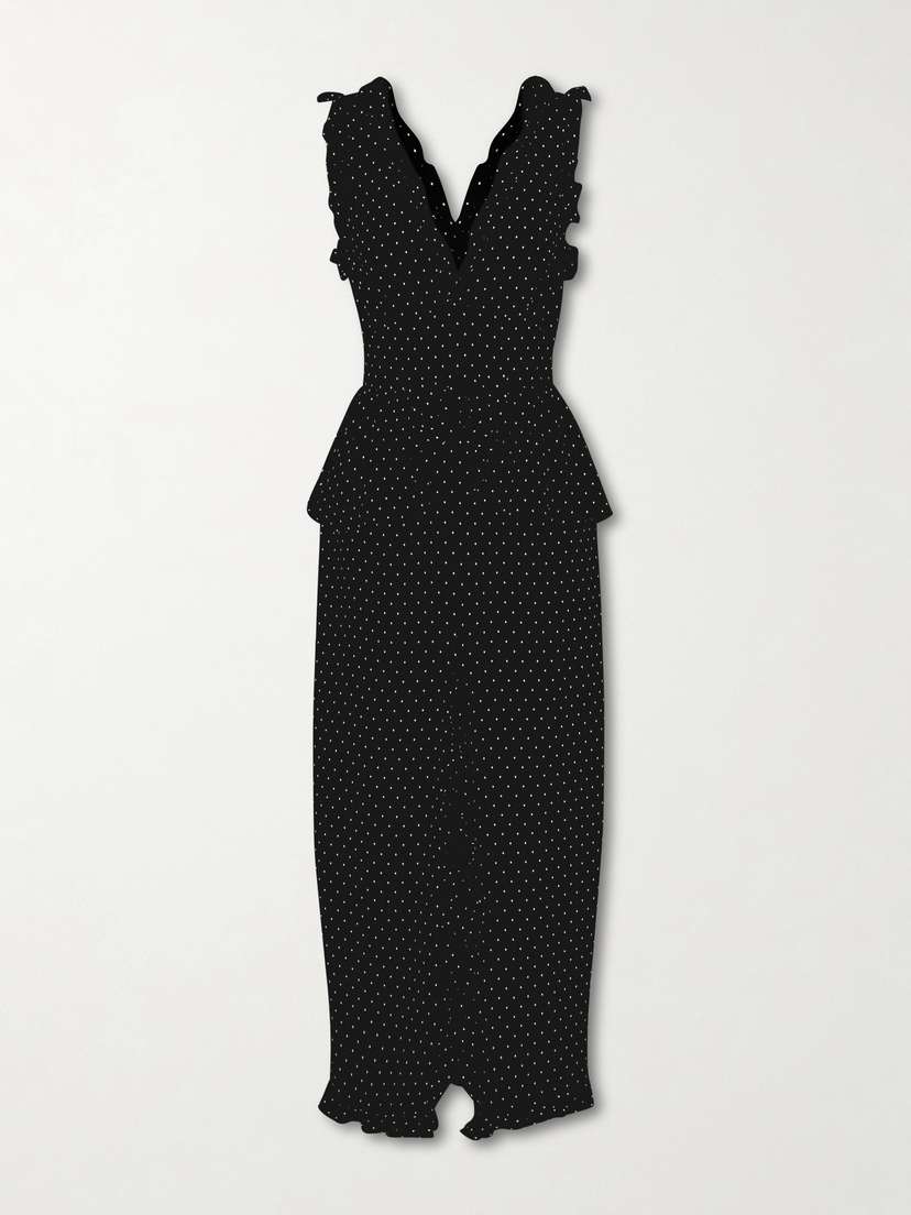Alessandra Rich Bow-embellished Polka-dot Silk Midi Dress