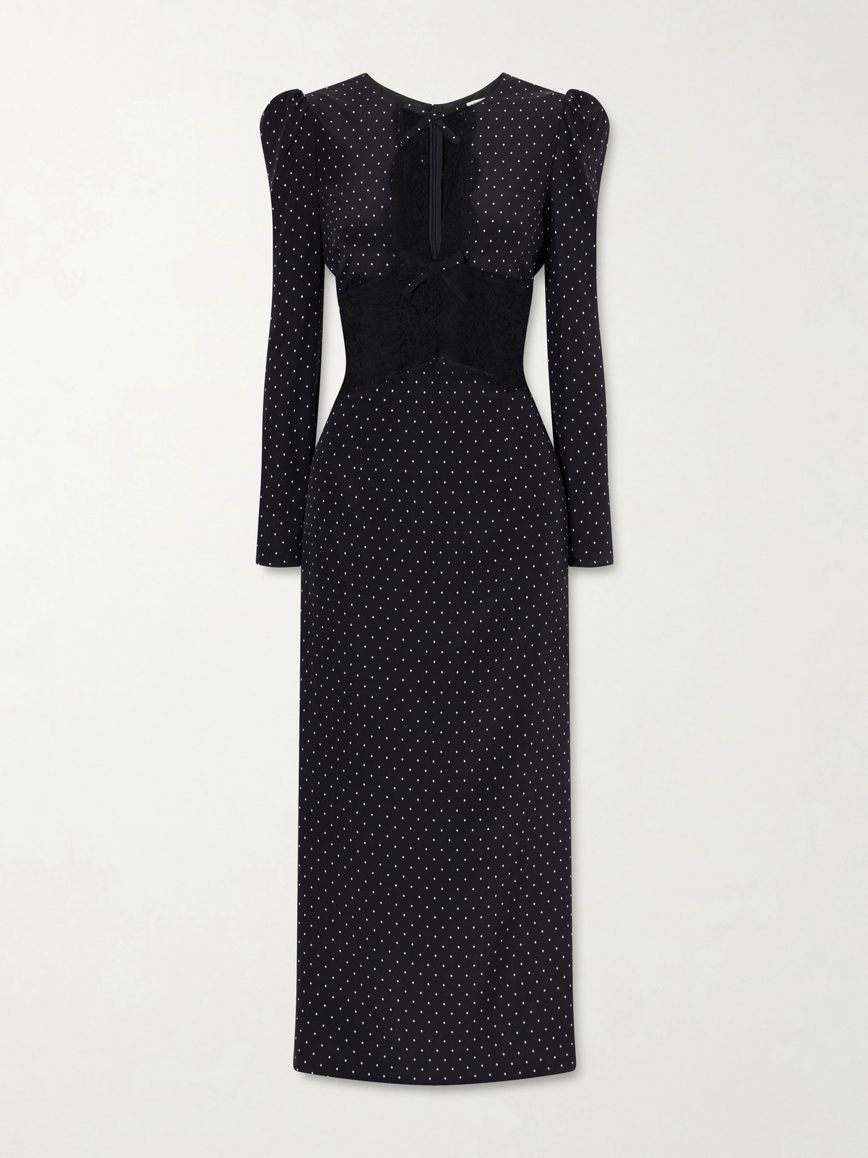 Alessandra Rich Polka-dot Silk Midi Dress In Black